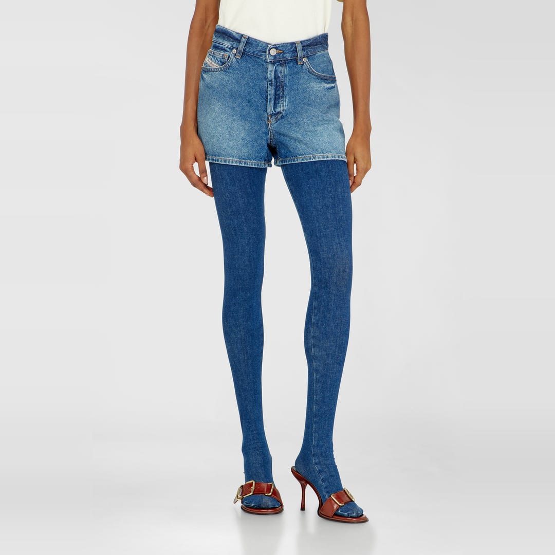 Diesel - Shorts in worn-in denim - Shorts - Woman - Blue