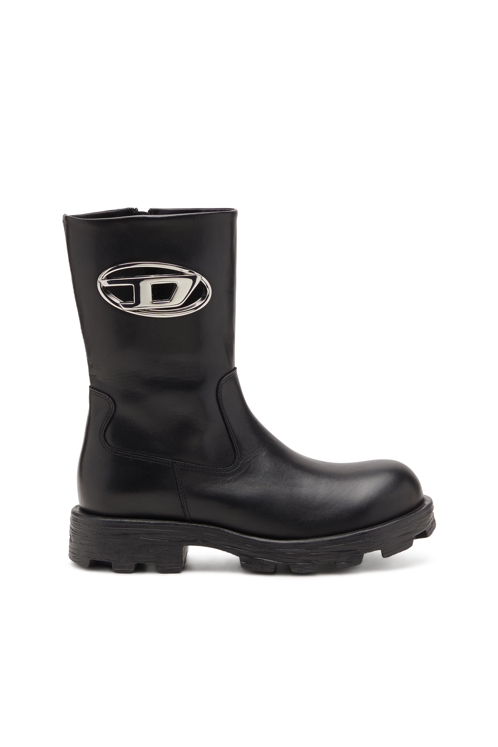 Diesel Women's Black - D-Hammer-Biker Boots In Shiny Leather - Boots - Woman Size 41