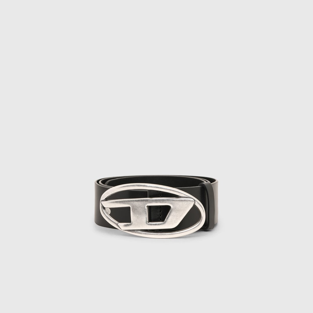 Diesel - 3.9cm leather belt with D buckle - Belts - Man - Black