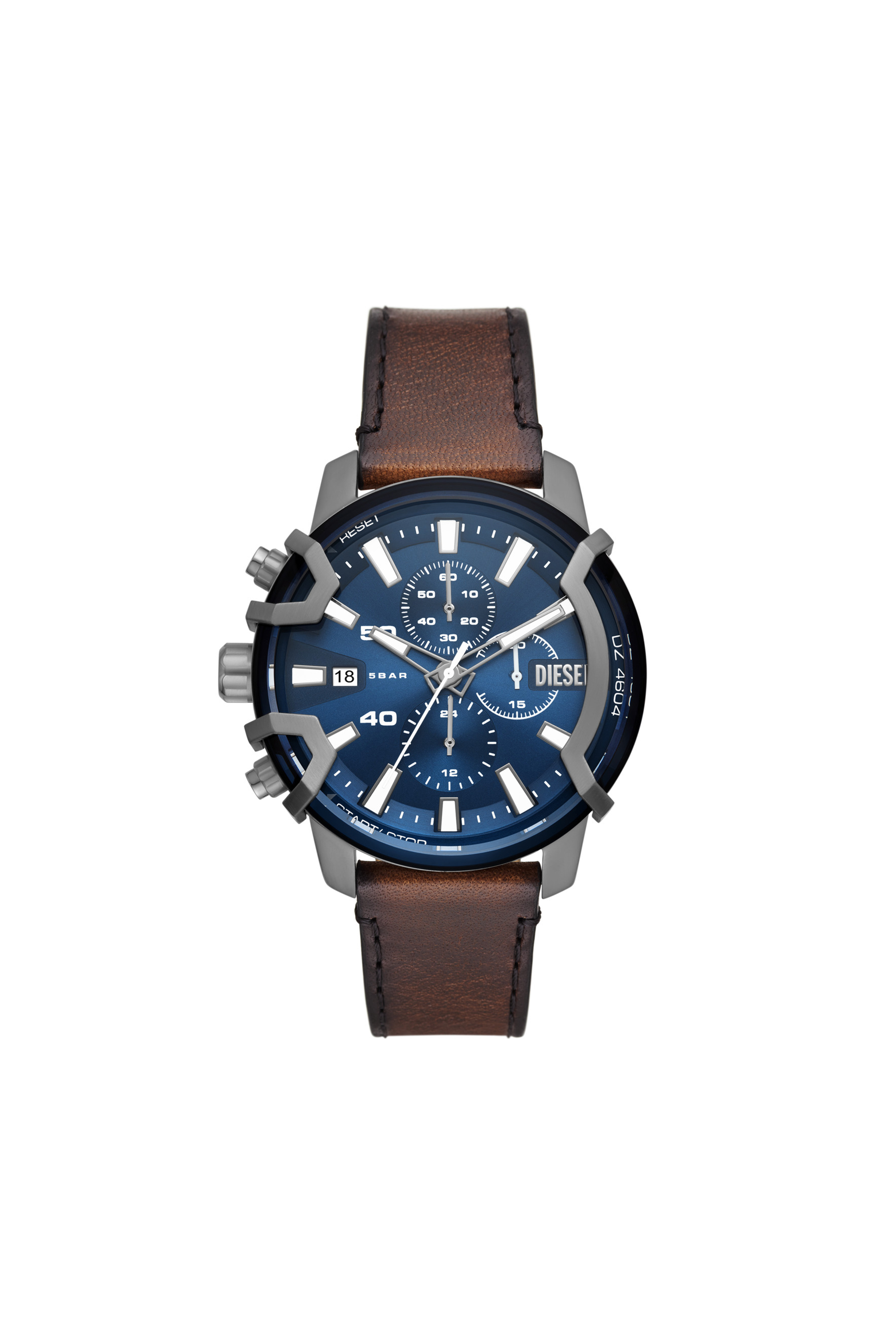 Diesel - Reloj Griffed de cuero marrón con cronógrafo - Relojes - Unisex - Marrón
