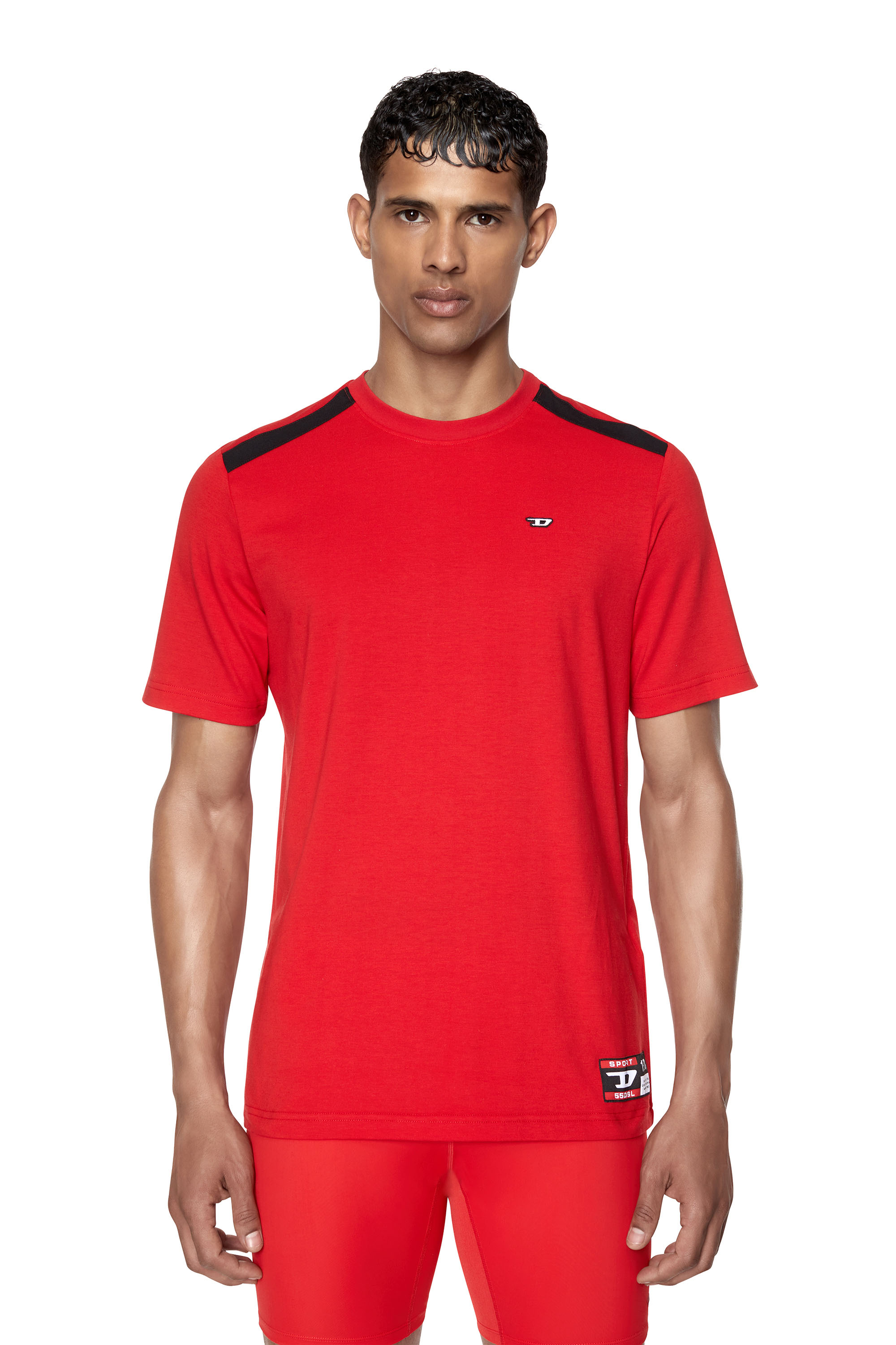 Diesel - T-shirt con bande sulle spalle - T-Shirts - Uomo - Rosso