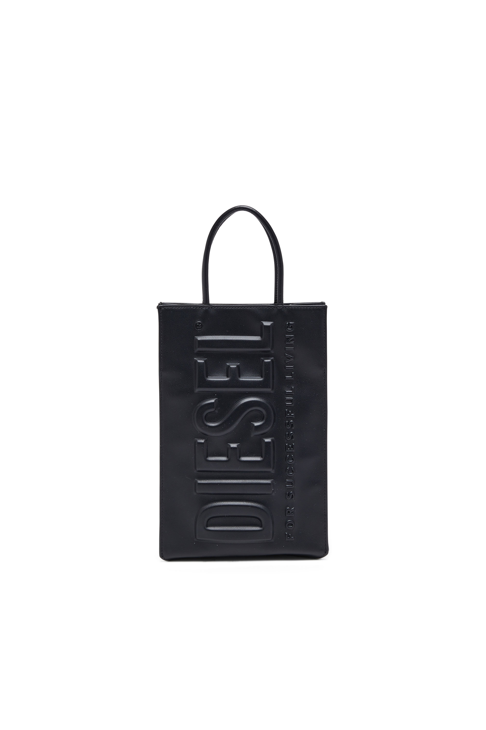 Diesel - Dsl 3D Shopper M X - PU tote bag with embossed logo - Shopping Bags - Unisex - Black