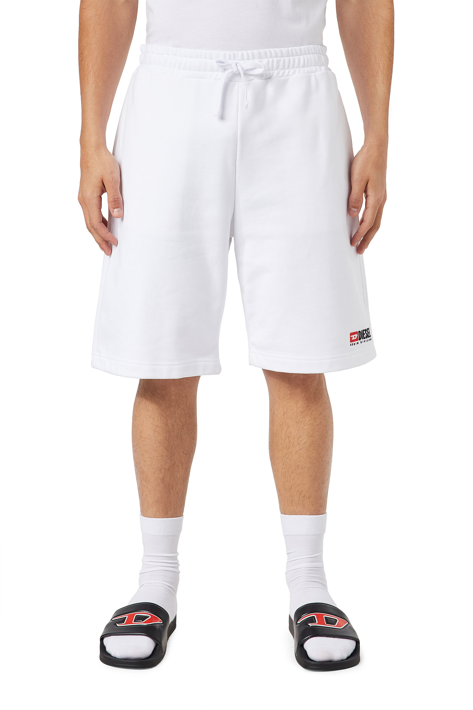 Diesel Shorts Sportivi Con Logo Ricamato In White