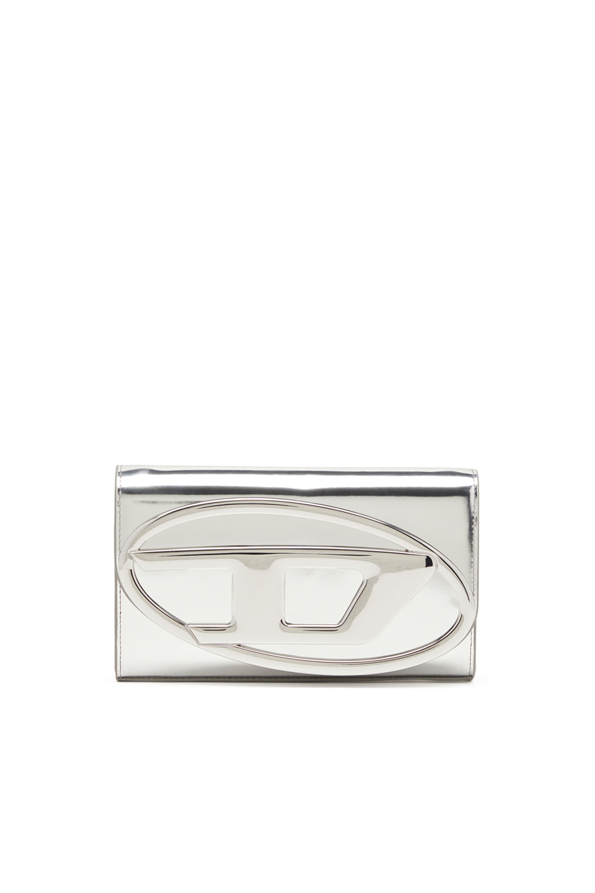 Diesel Kvinno Silver - Wallet Bag In Mirrored Leather - Wallets Strap - Woman Uni