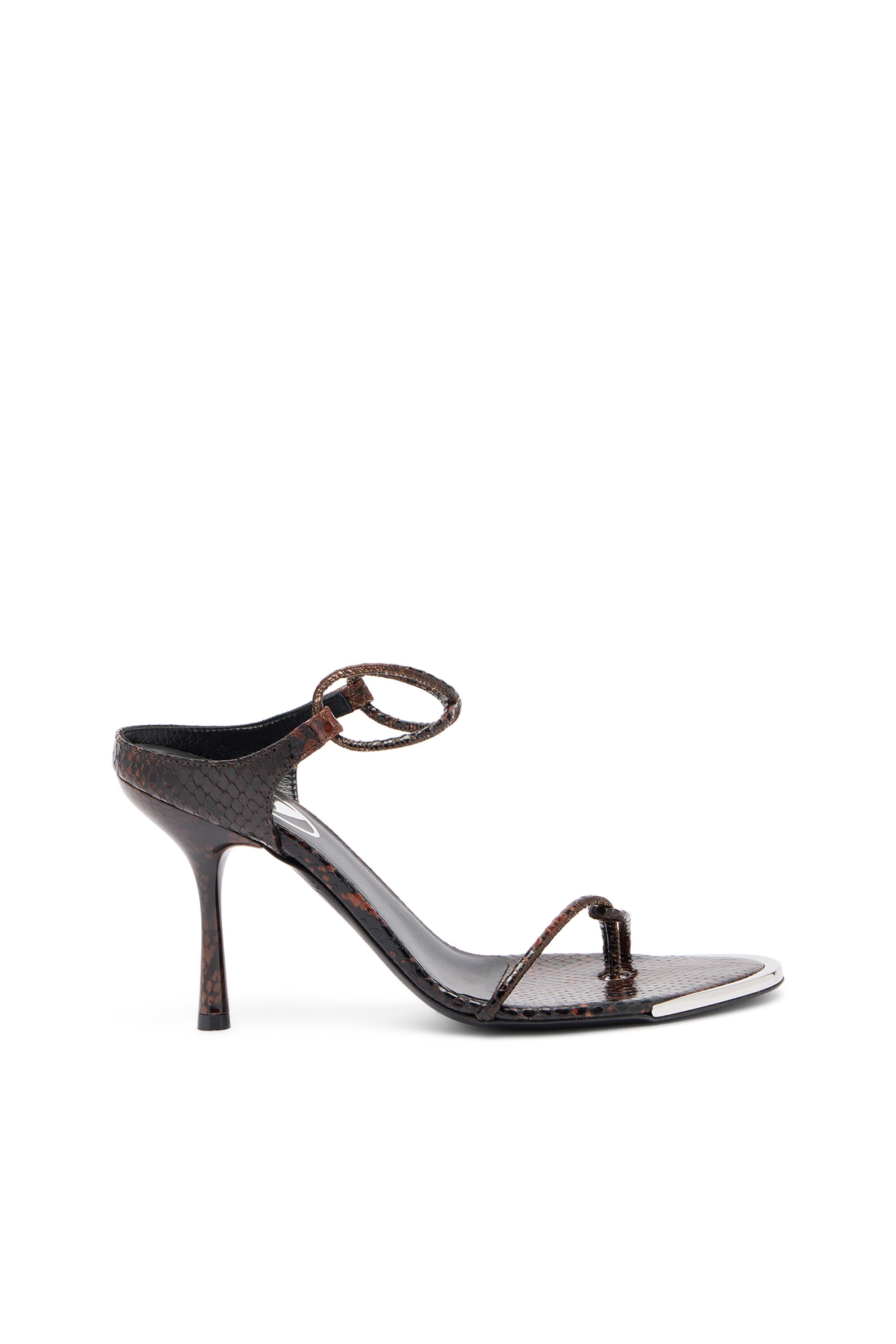 Diesel - D-Diam's-Thin cord Sandals in croc-effect leather - Sandals - Woman - Brown
