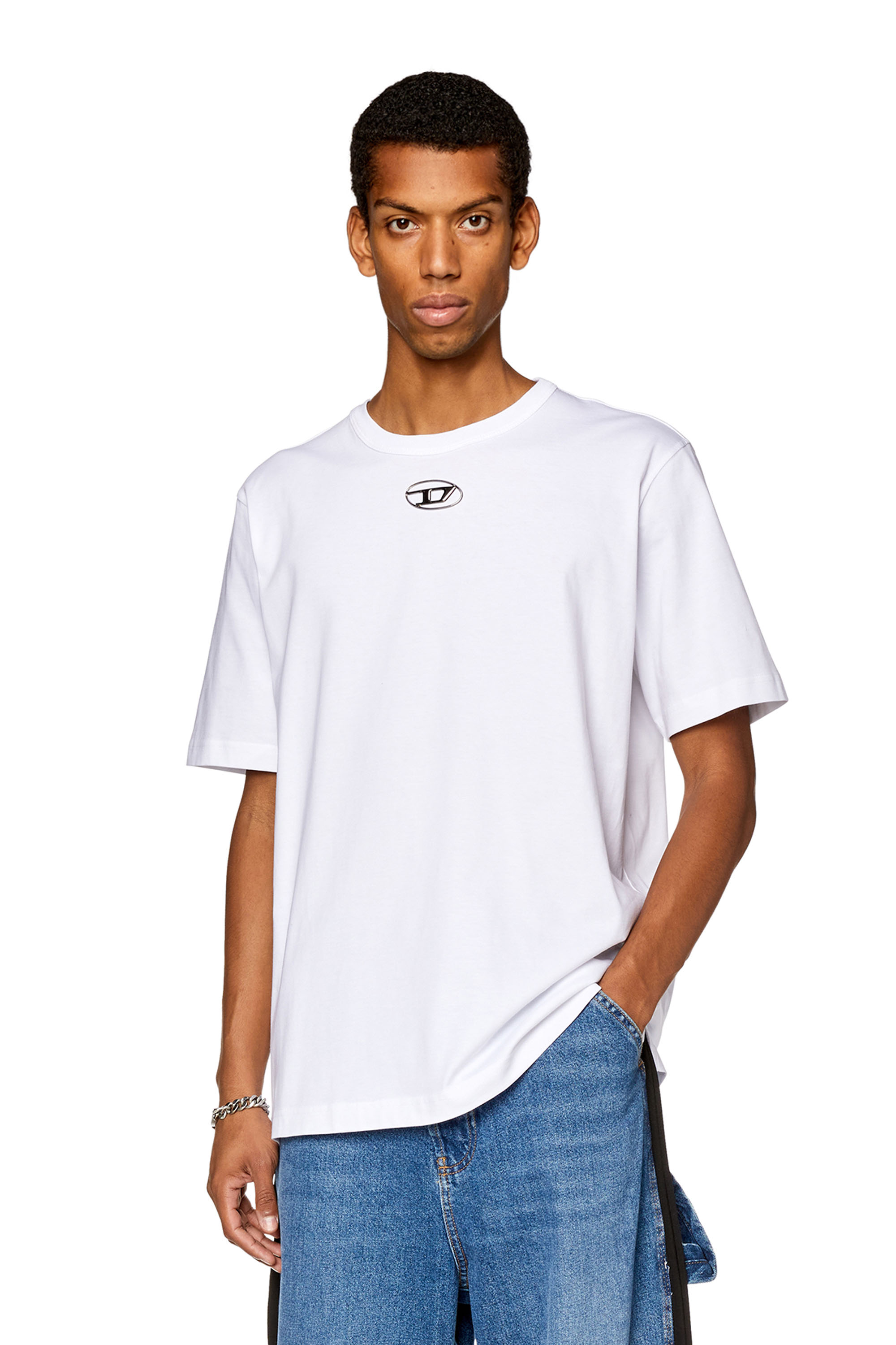 Diesel - T-shirt con logo stampato a iniezione - T-Shirts - Uomo - Bianco