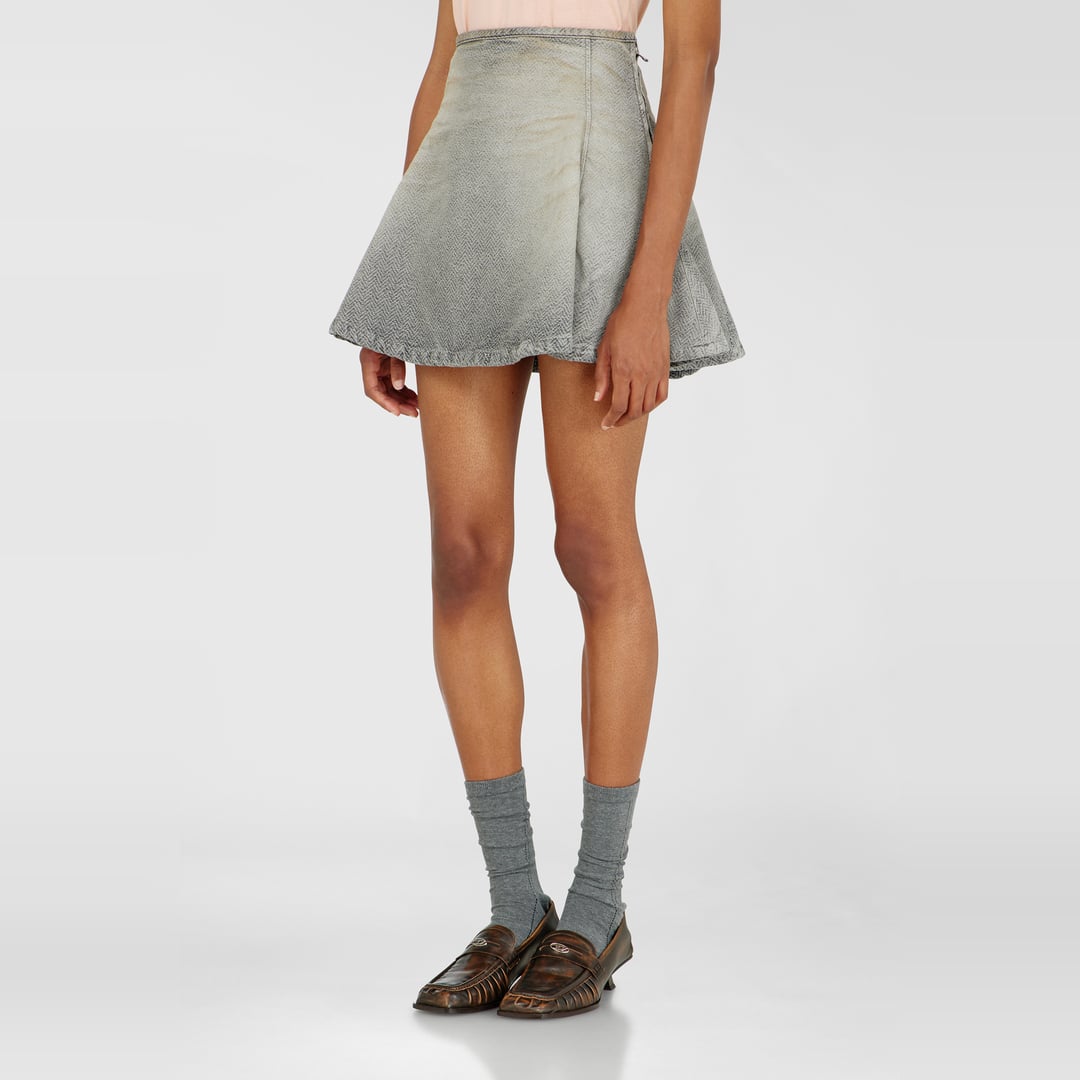 Diesel - Skirt in distressed herringbone denim - Skirts - Woman - Grey
