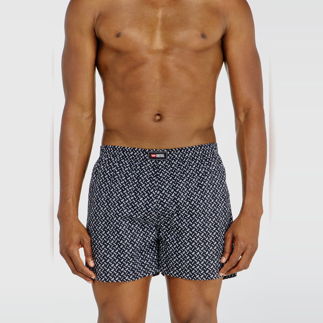Diesel - Three-pack cotton boxers solid and all-over DSL print - Boxer briefs - Man - Blue