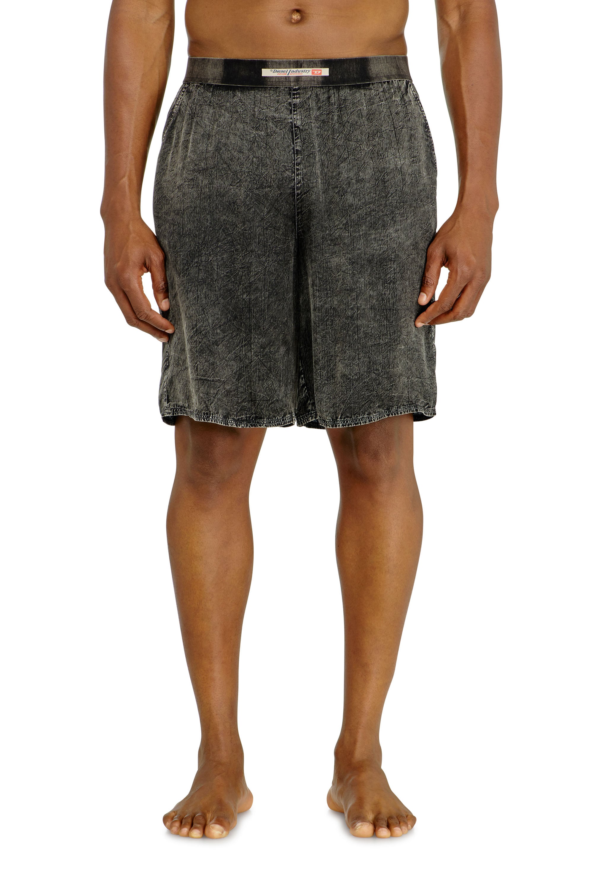 Diesel - Short pants in treated fluid viscose - Pants - Man - Grey