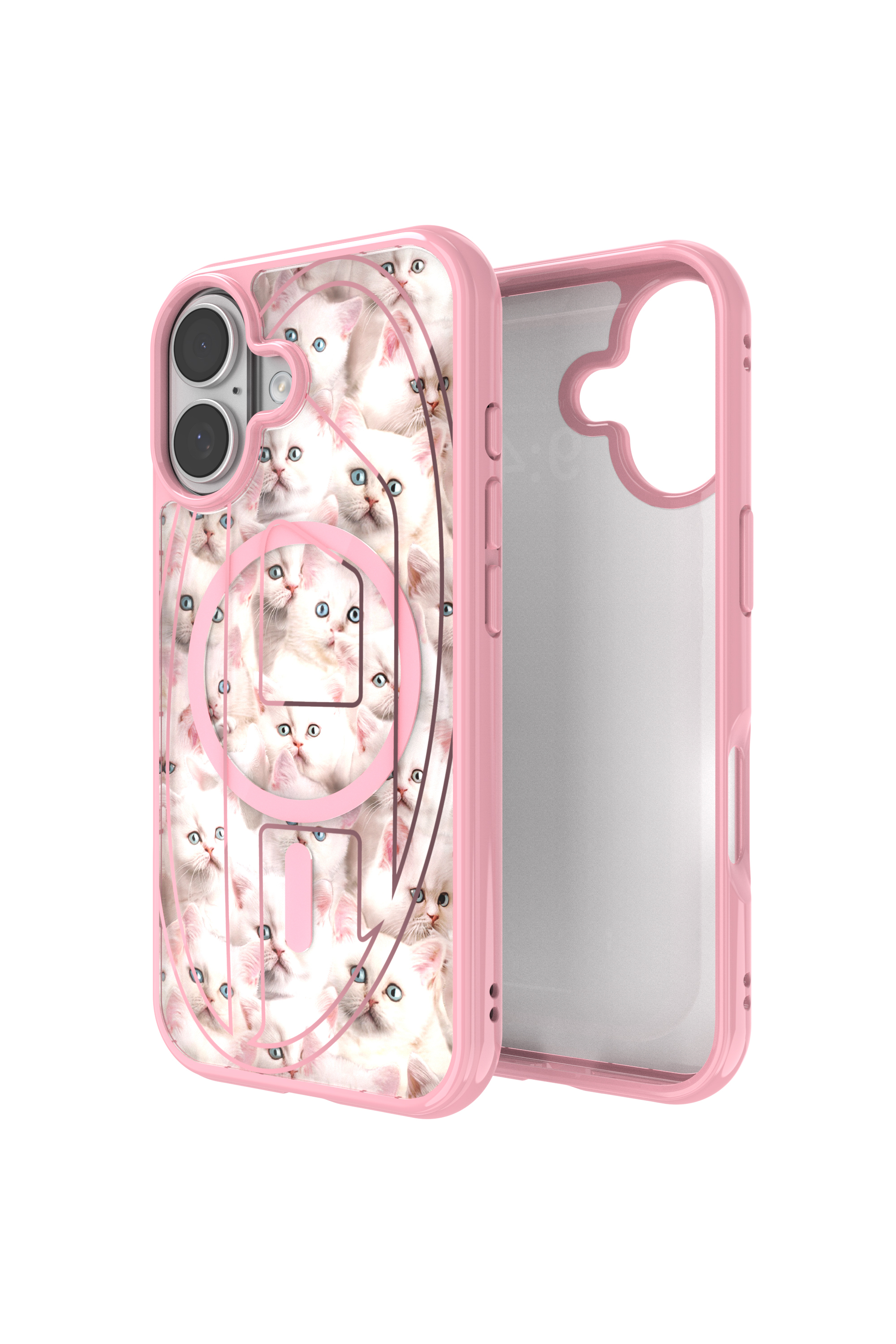 Diesel Rosa Unisex - Custodia Oval D Cats Con Magsafe Per Iphone - Cover Taglia 17