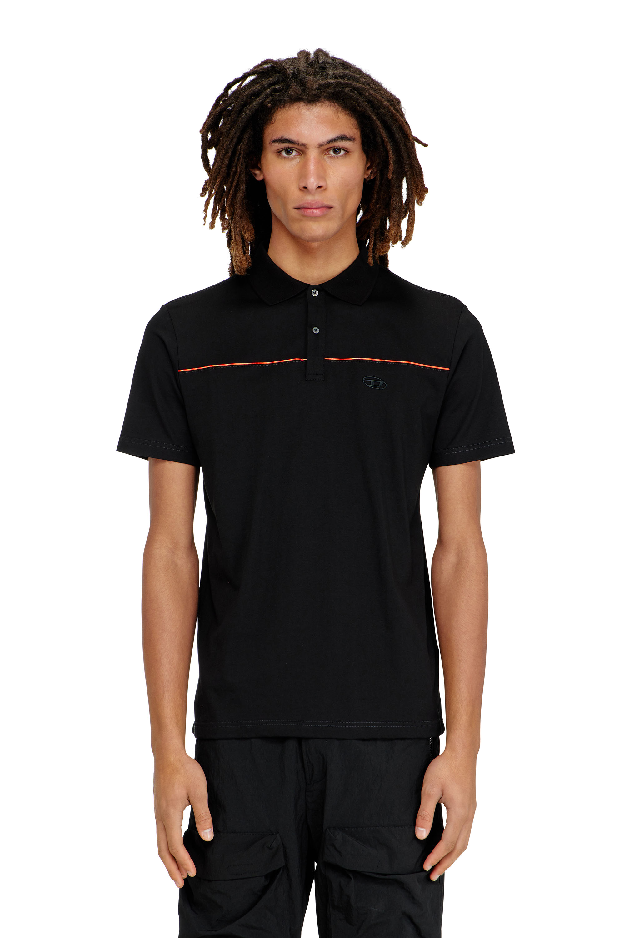 Diesel Mužský Čierna - Polo Shirt With Contrast Piping - Polos - Man Médium