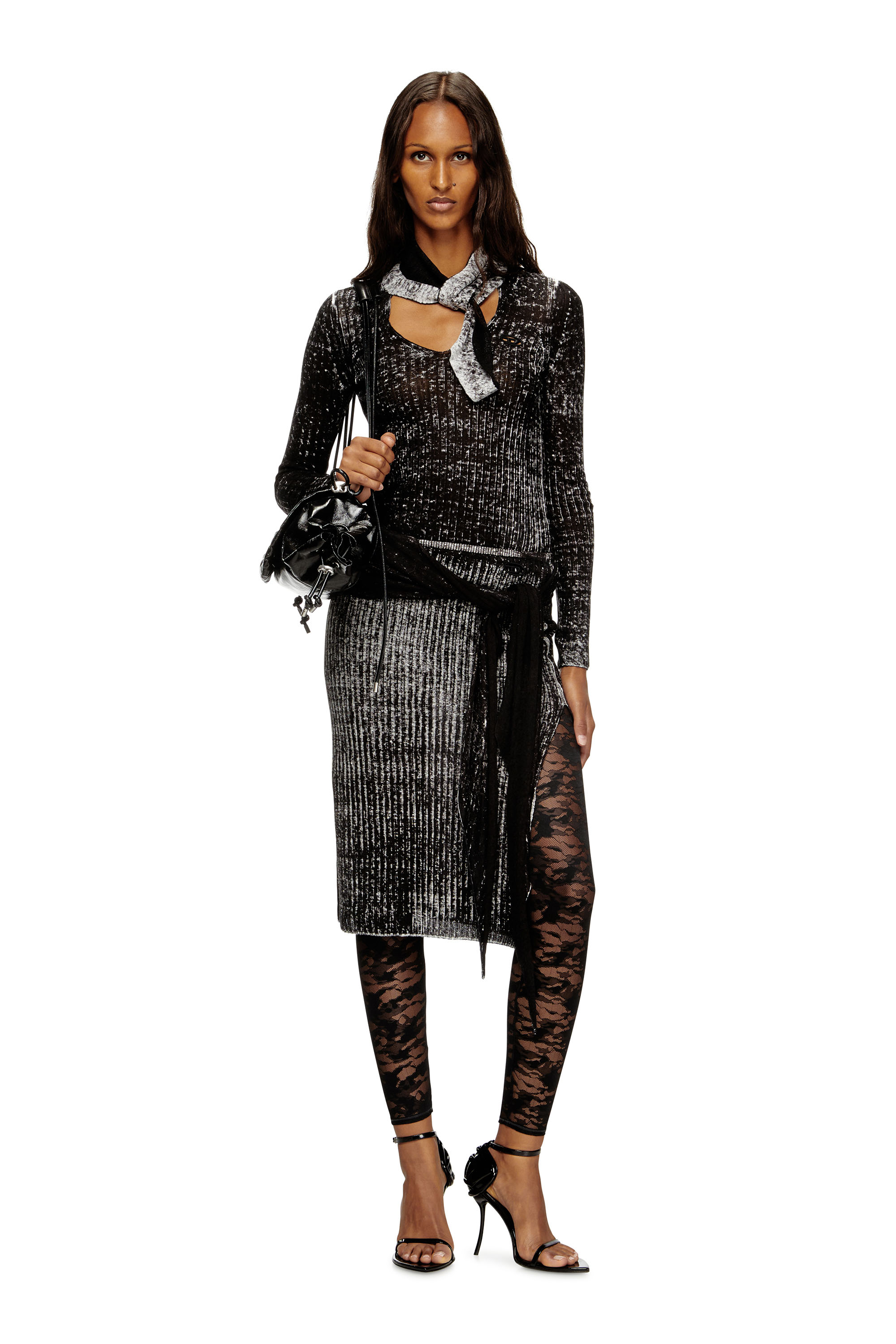 Diesel - CLAIRE-UTLT, Woman's Camo lace leggings in Black - 1