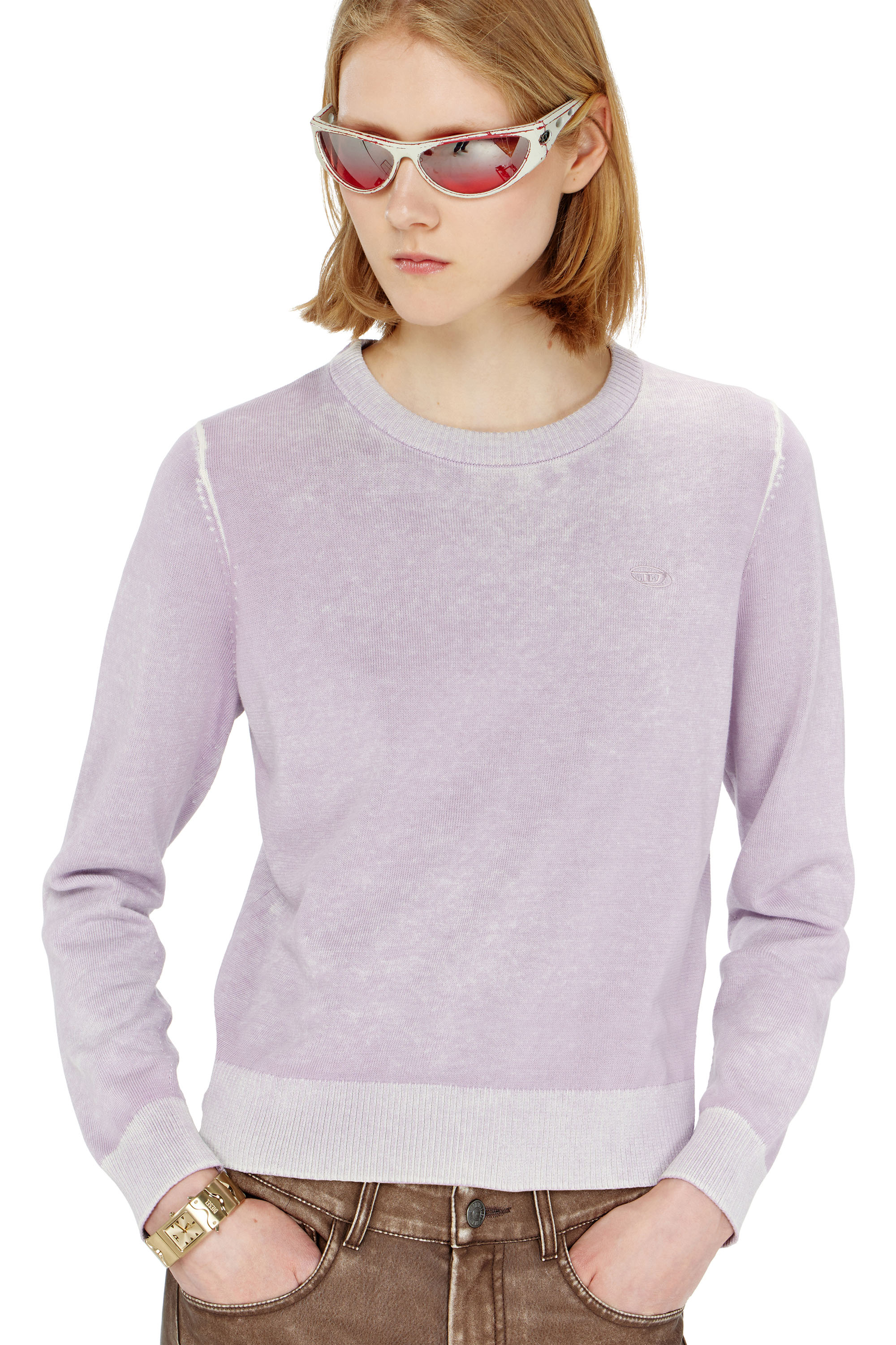 Diesel - M-LOVRE, Woman's Jumper with faded reverse print in Lilac - 5