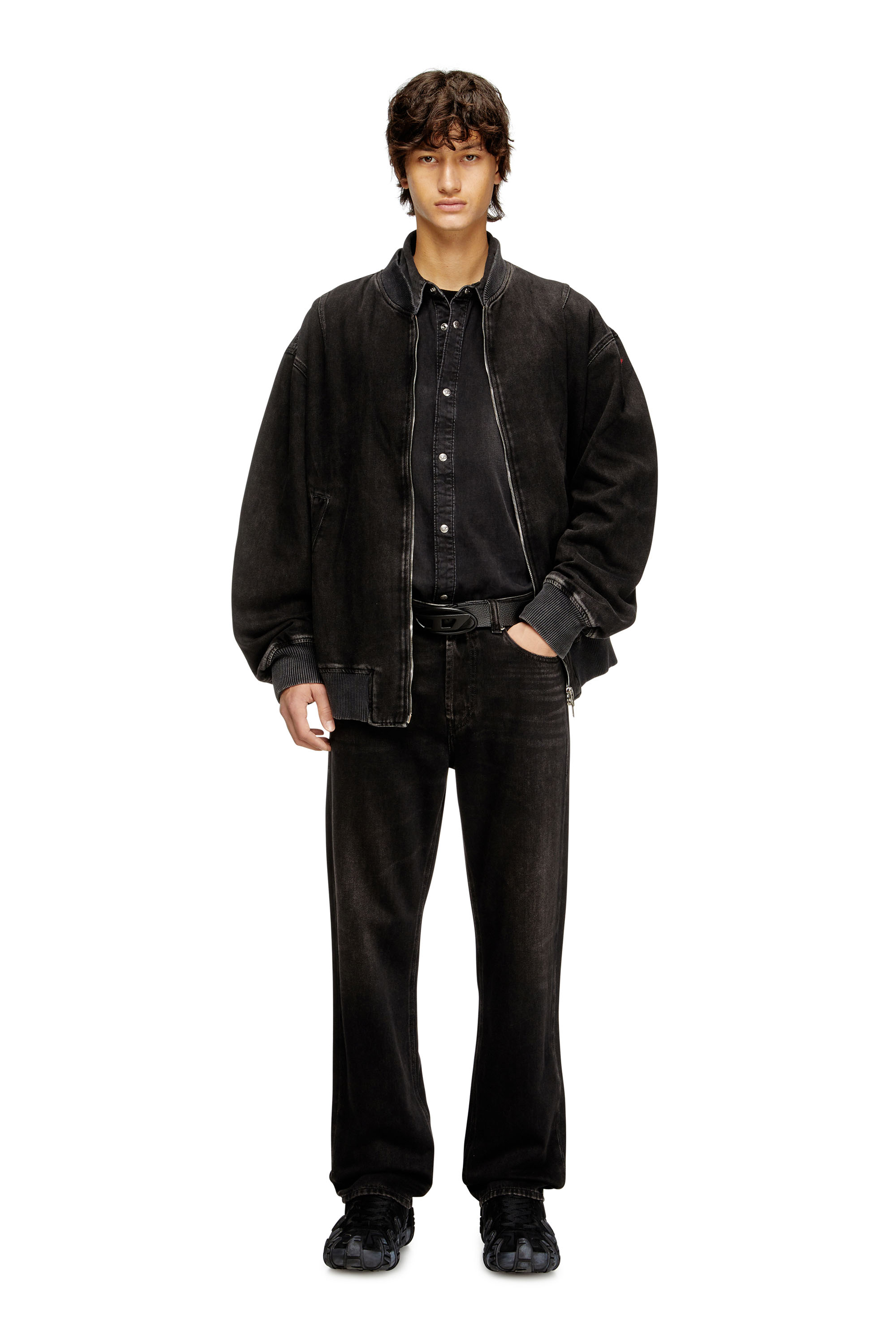 Diesel - D-VINZ, Man's Bomber jacket in clean-wash denim in Black - 2