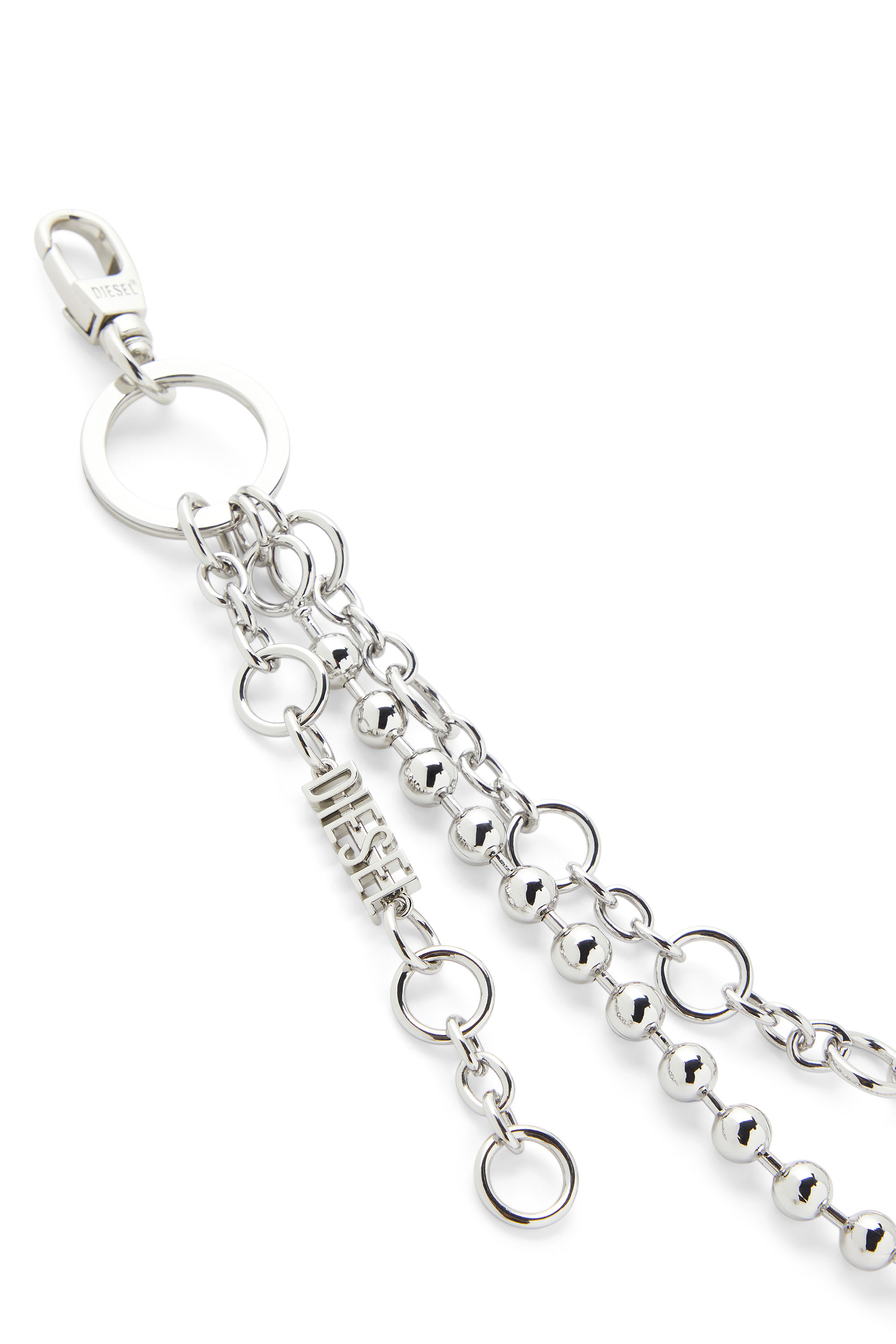 Diesel - CHAIN-D M, Woman's Layered chain charm with heart and Diesel pendant in Silver - 4