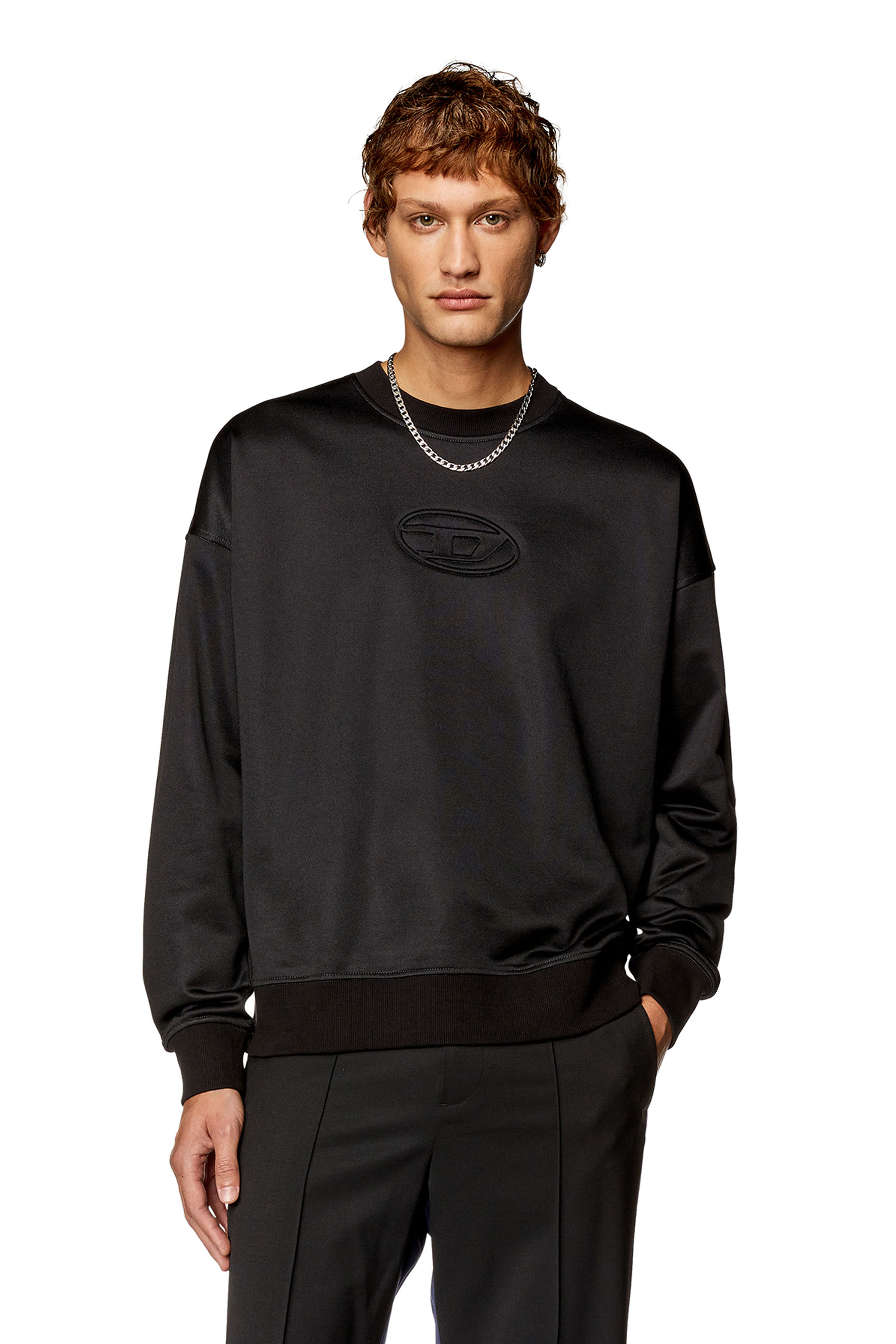 Diesel - Sweat-shirt avec logo Oval D embossé - Pull Cotton - Homme - Noir