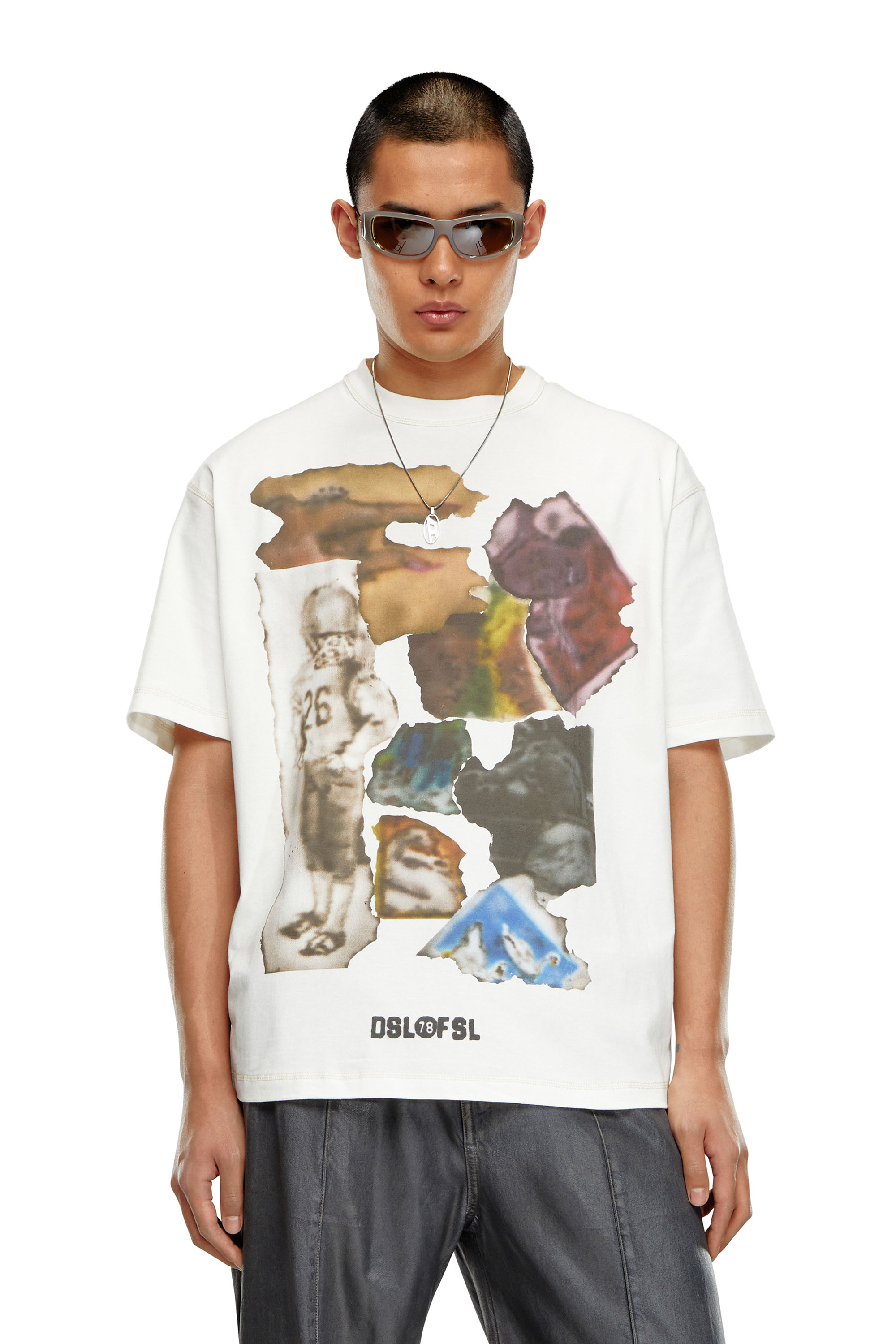 Diesel - T-shirt con stampa airbrush - T-Shirts - Uomo - Bianco