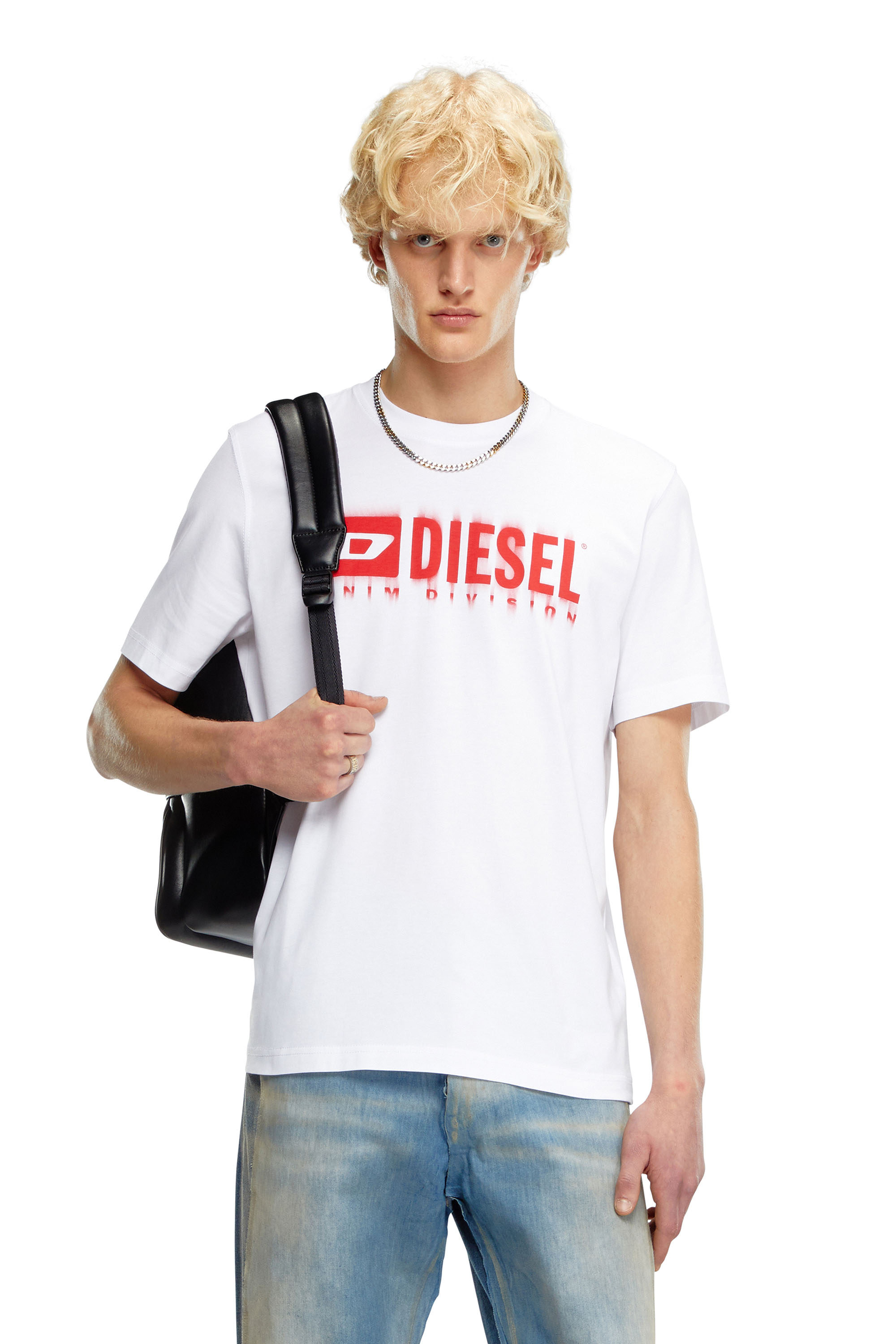 Diesel - T-shirt con logo Diesel sfumato - T-Shirts - Uomo - Bianco