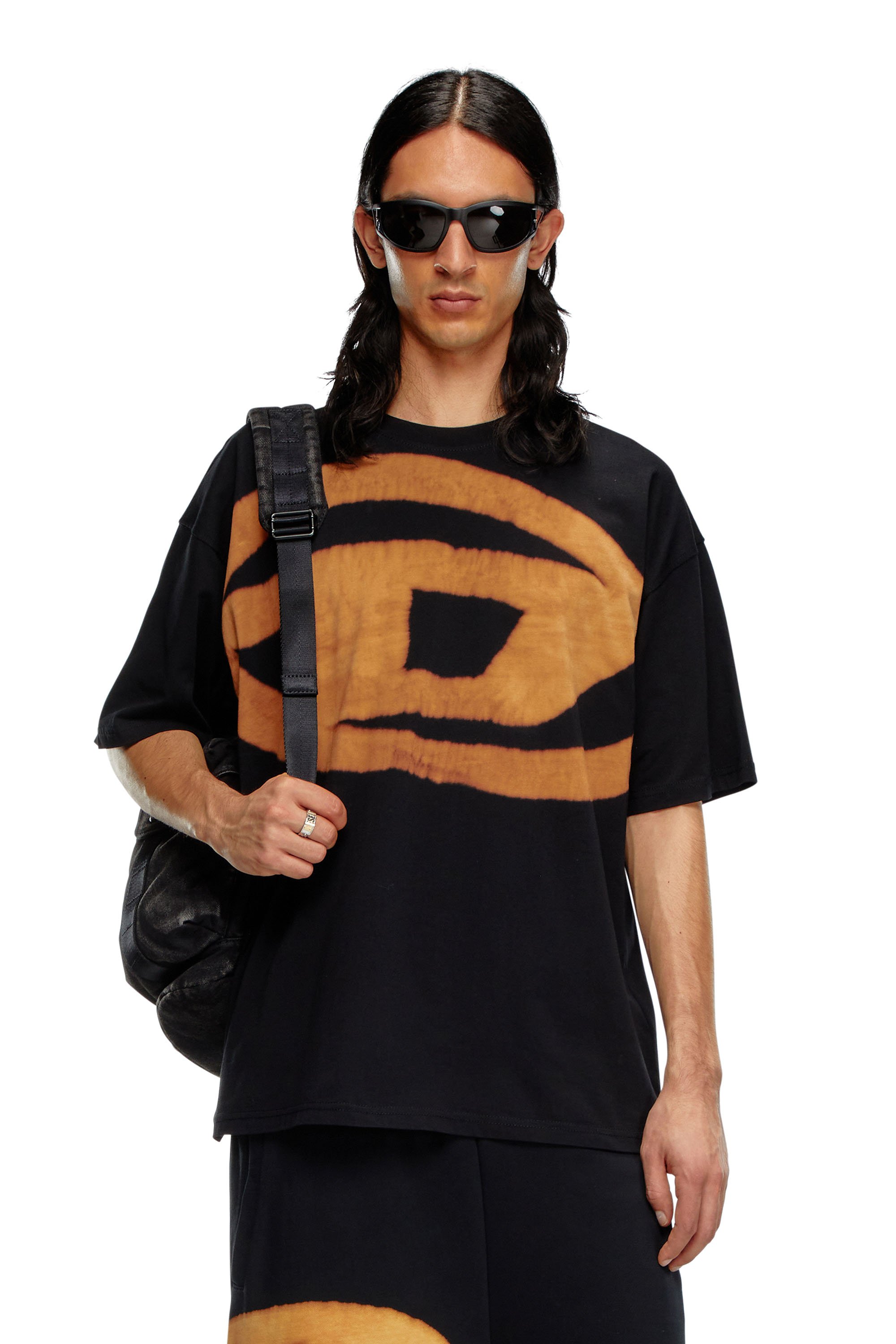 Diesel - T-shirt with bleached Oval D logo - T-Shirts - Man - Multicolor