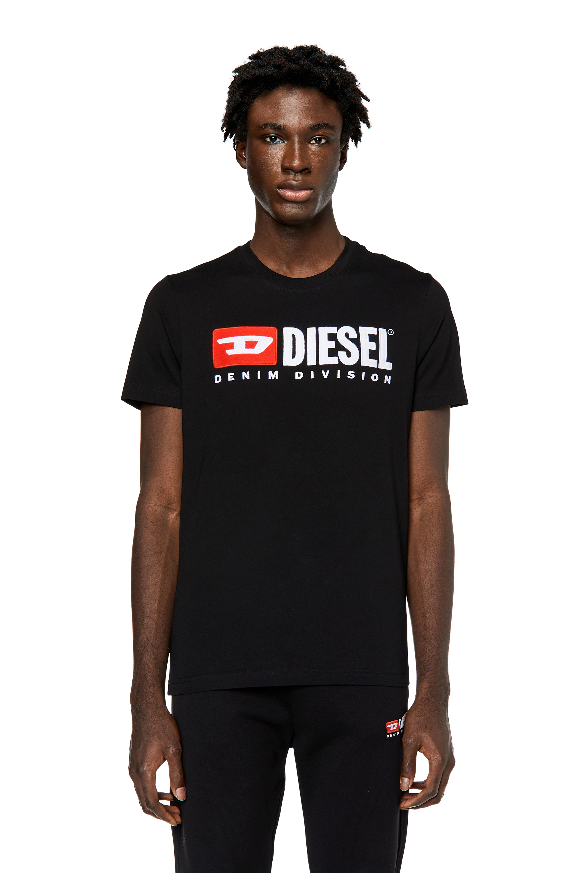 Diesel - T-shirt with embroidered logo - T-Shirts - Man - Black