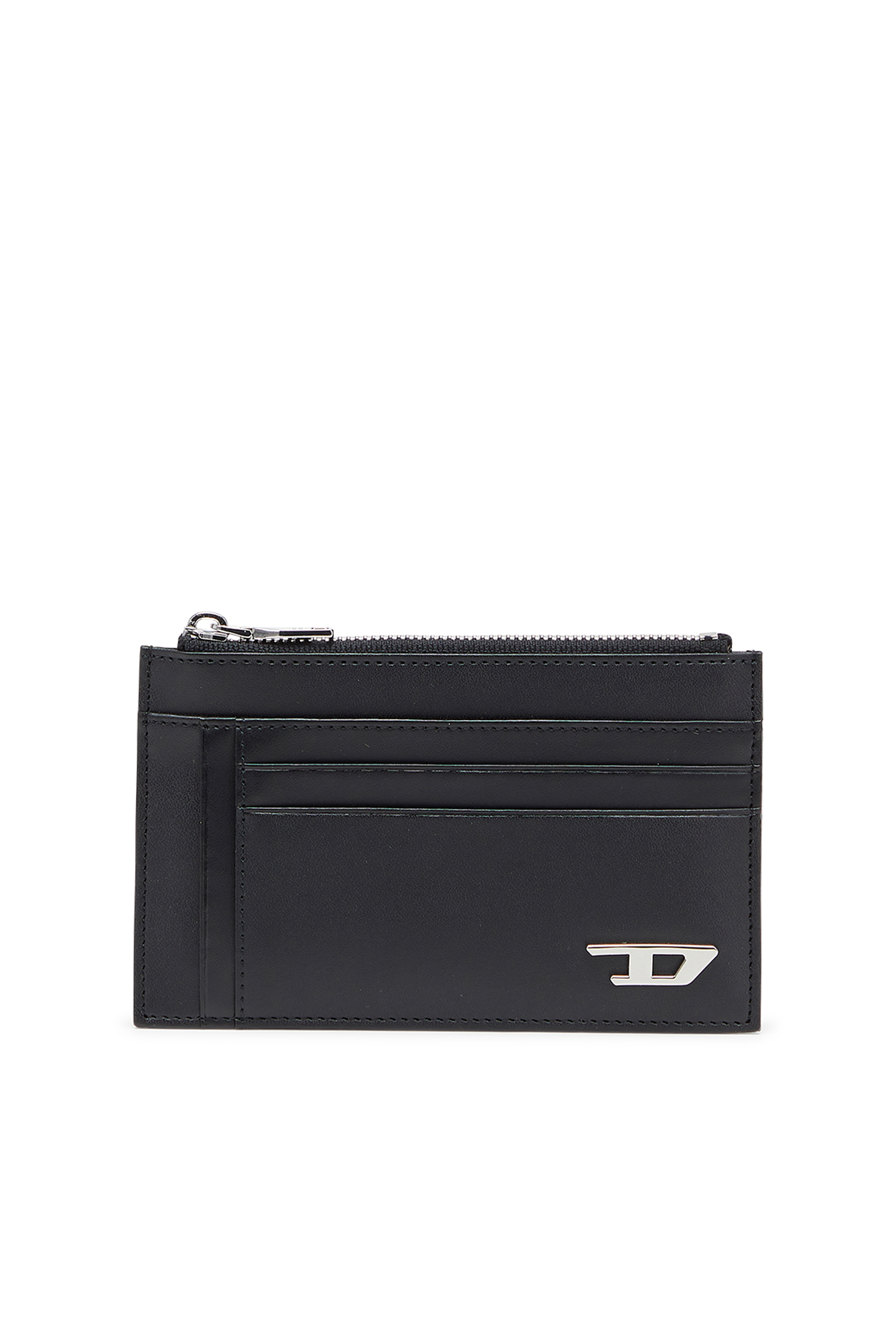 Diesel - Leather card holder with zip pocket - Card cases - Man - Black