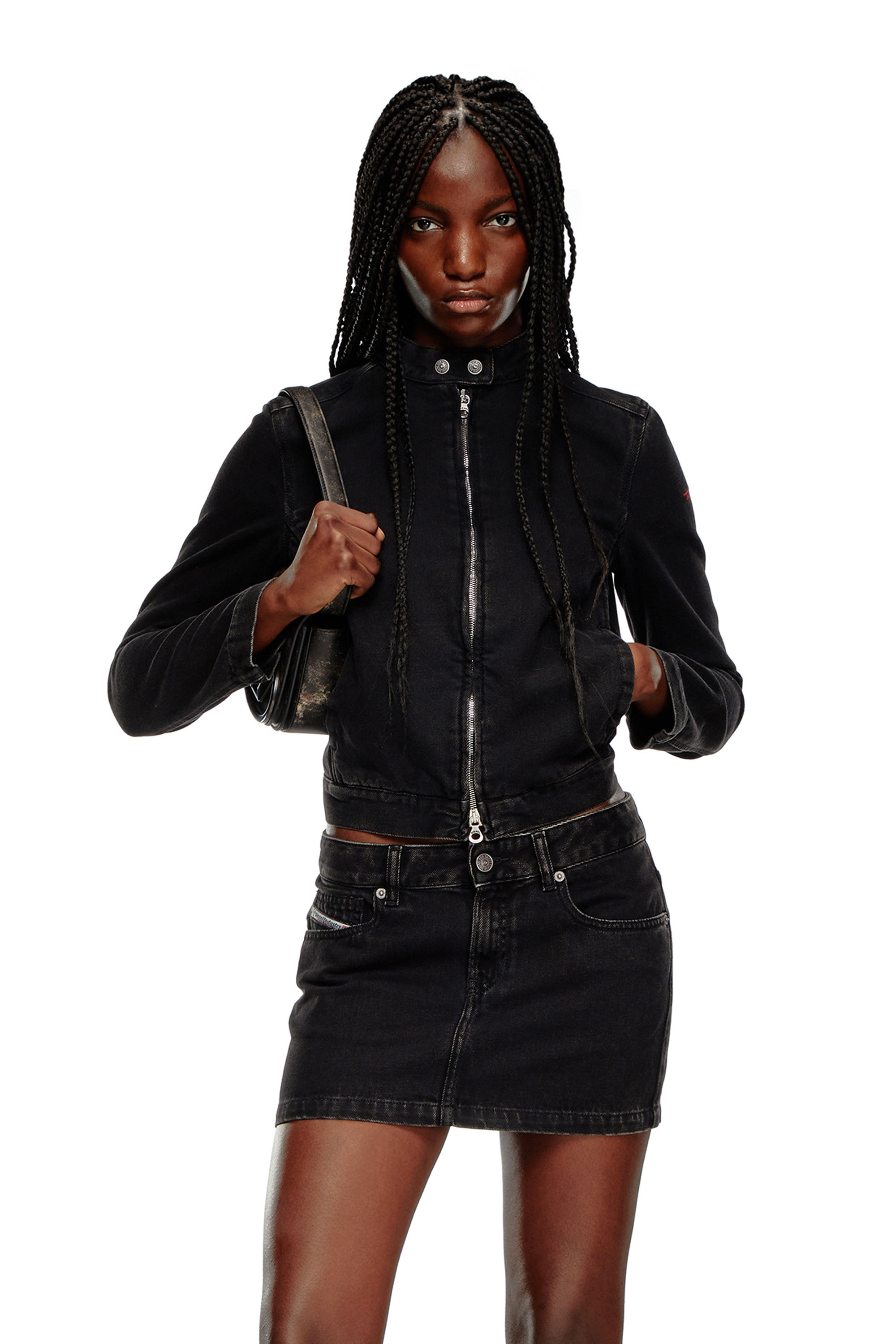 Diesel - Moto jacket in denim - Denim Jackets - Woman - Black