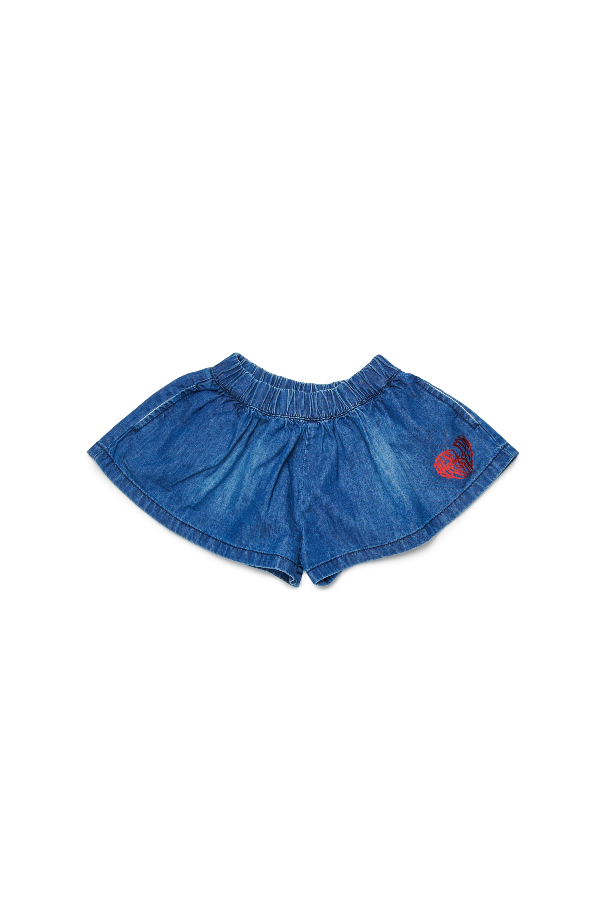Diesel Girls Blue - Denim Shorts With Heart Print - Shorts - Woman Size 12-18 Kids