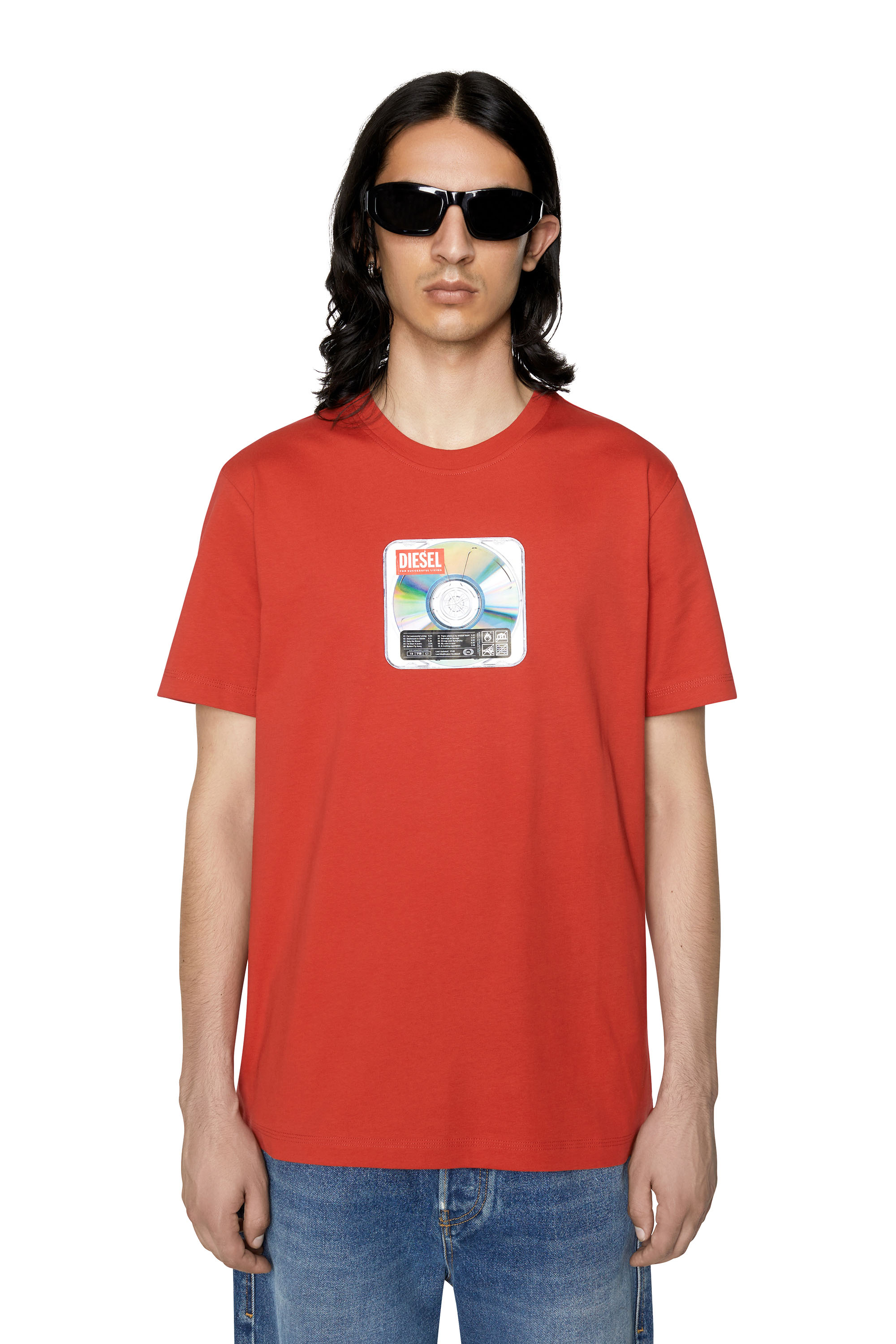 Diesel - T-shirt con stampa di un CD Diesel - T-Shirts - Uomo - Rosso