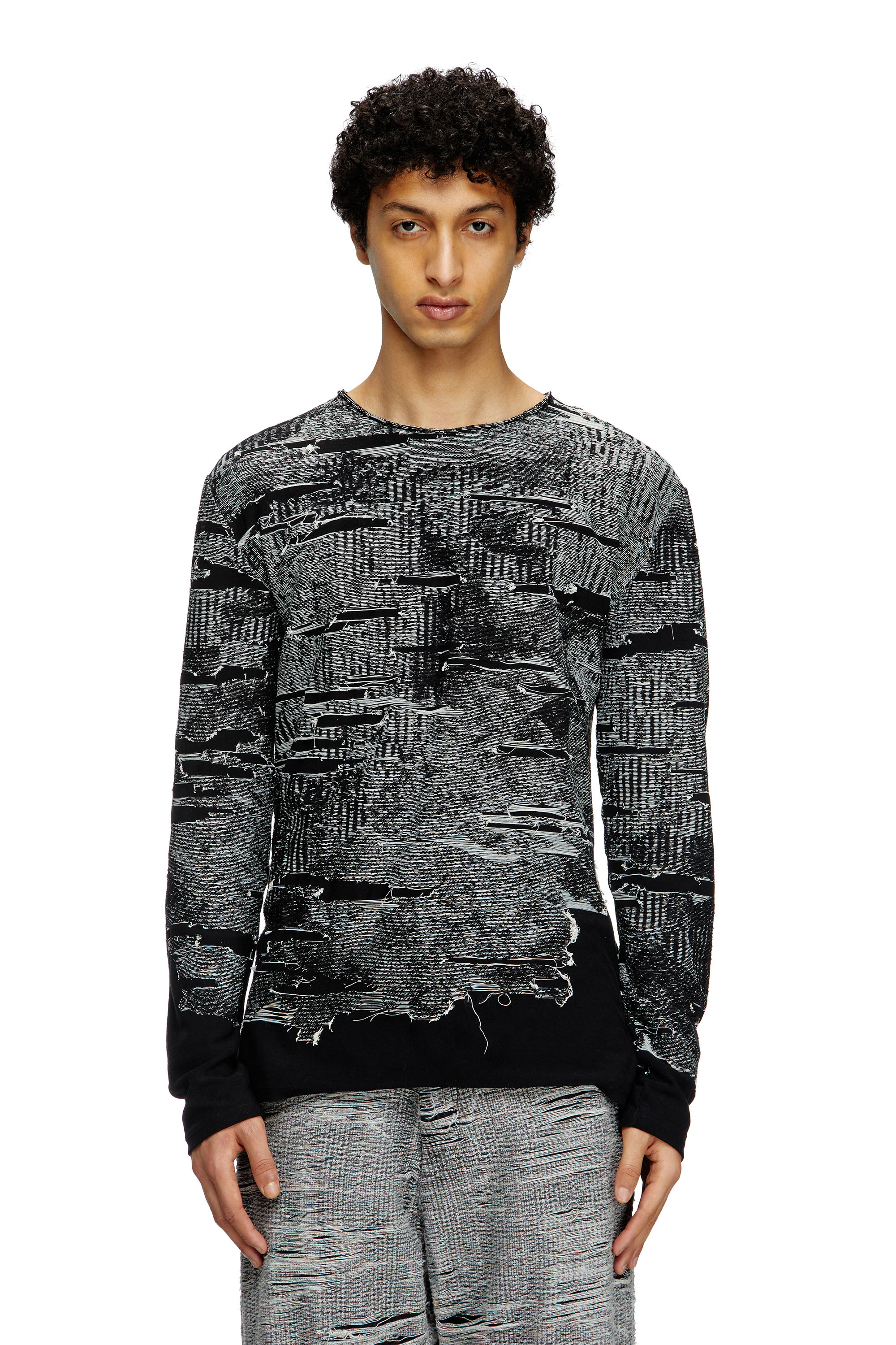 Diesel - Jumper with engineered distressing - Knitwear - Man - Black