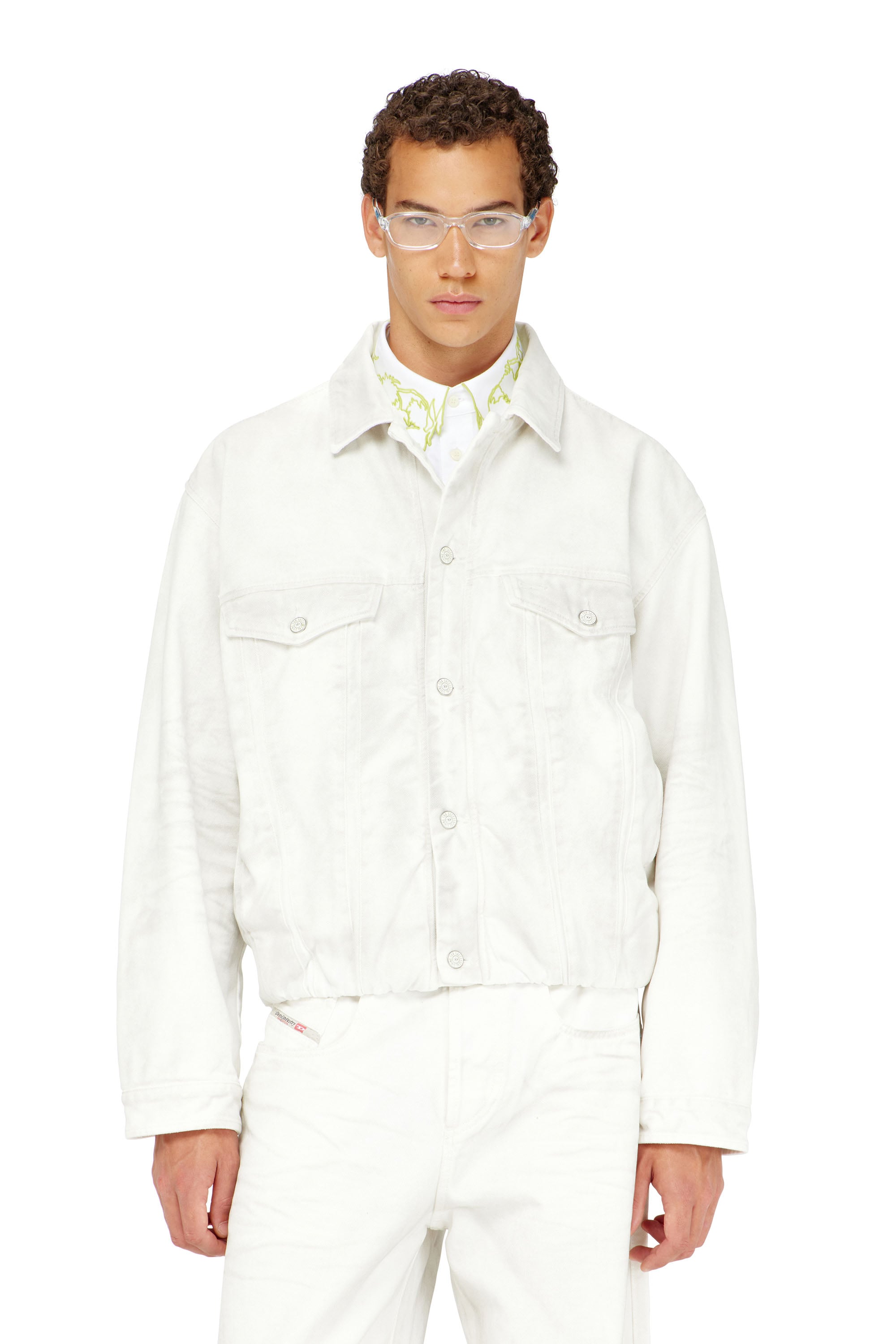 Diesel - Elasticated trucker jacket in denim - Denim Jackets - Man - White