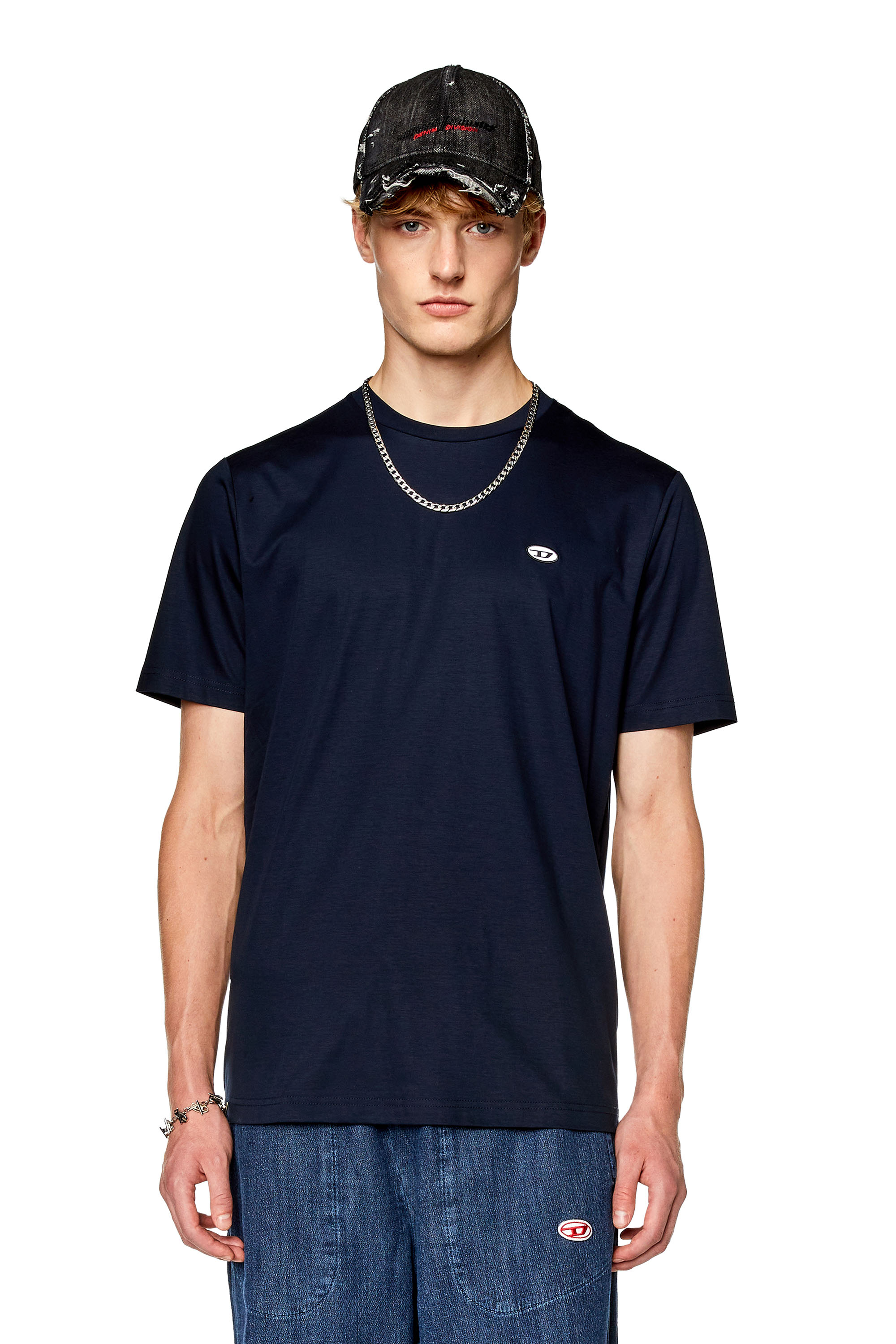 Diesel - T-shirt con applicazione ovale D - T-Shirts - Uomo - Blu