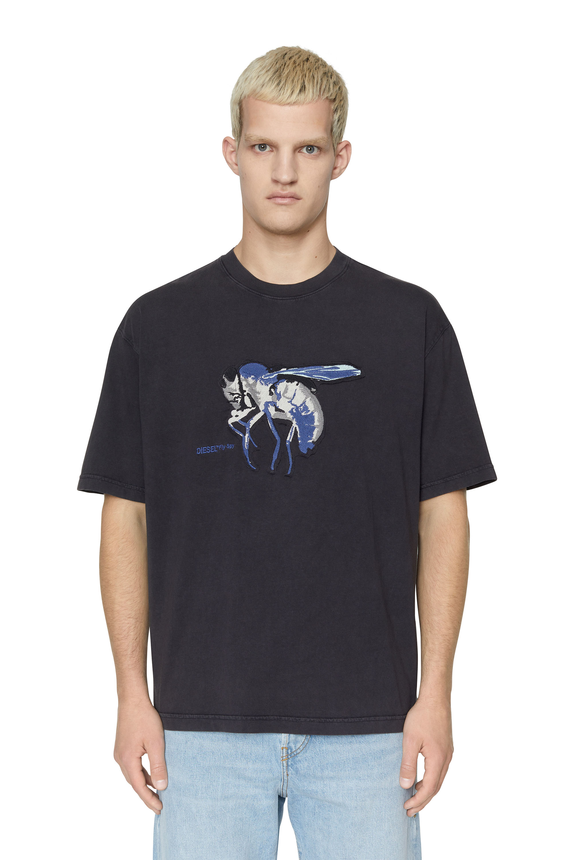 Diesel - T-shirt con applicazione mosca ricamata - T-Shirts - Uomo - Nero