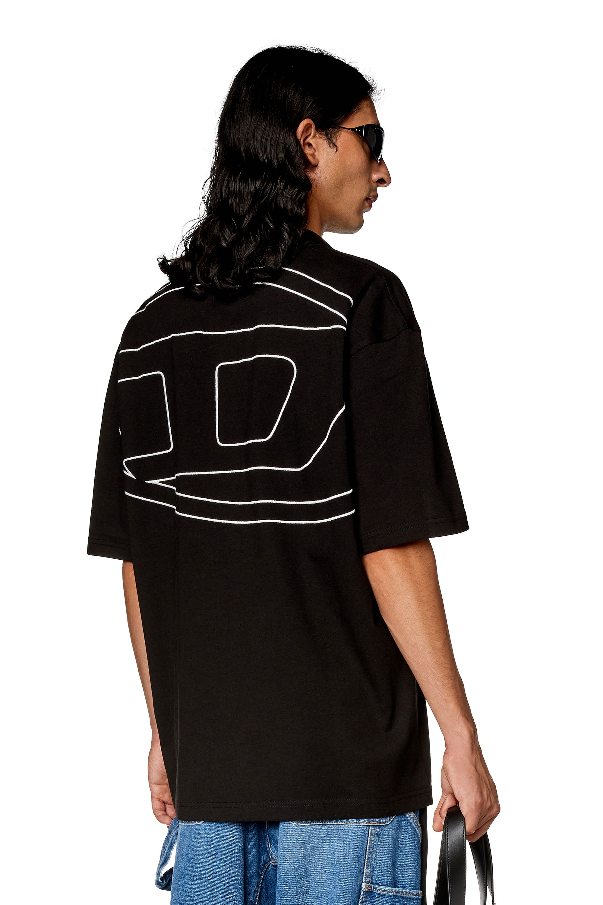 Diesel Polo Shirt With Maxi Oval D Embroidery In Nero