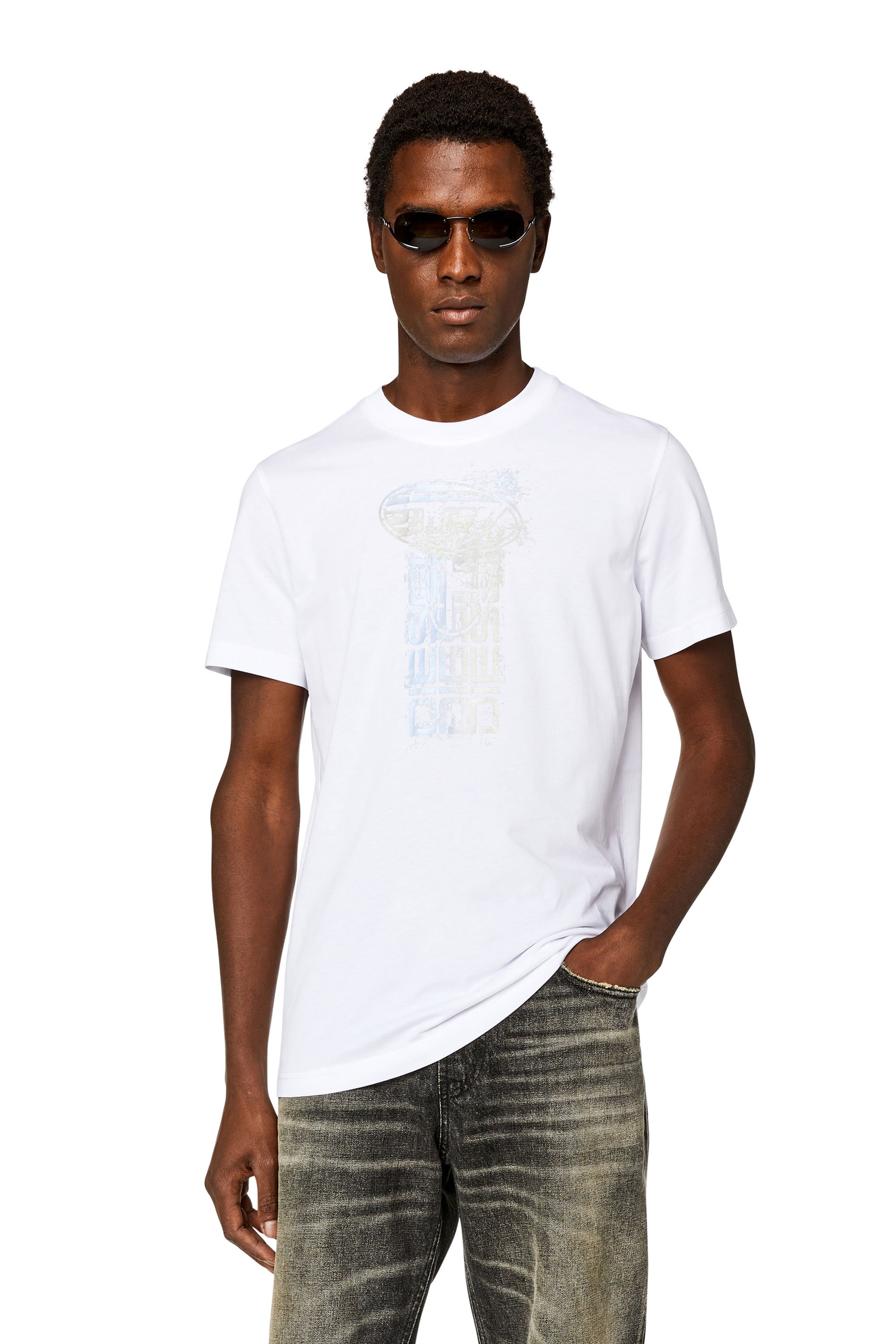 Diesel - Camiseta con logotipos metálicos - Camisetas - Hombre - Blanco