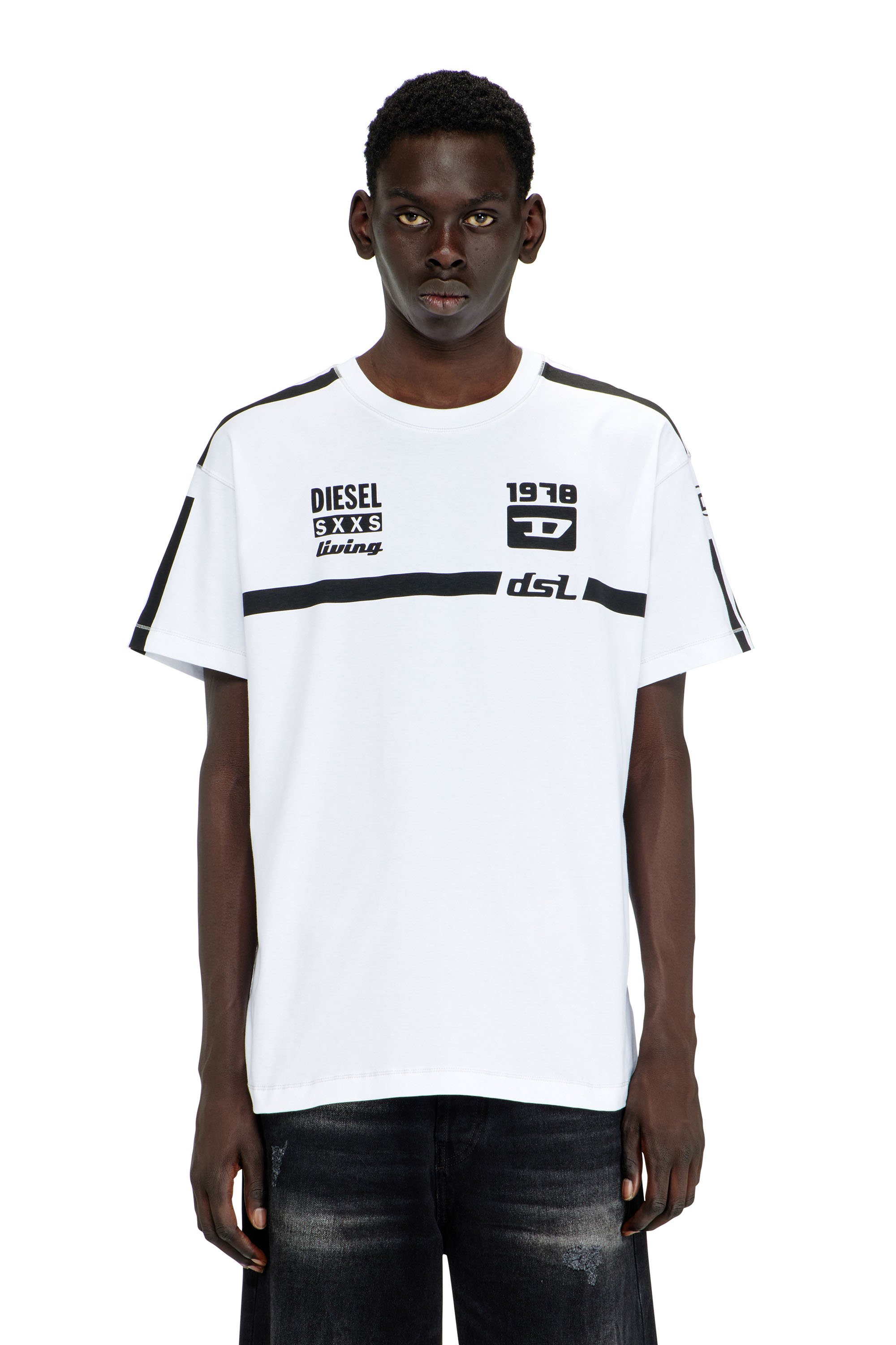 Diesel - T-NORM-V12, Man's Cotton T-shirt with contrast graphic prints in White - 3