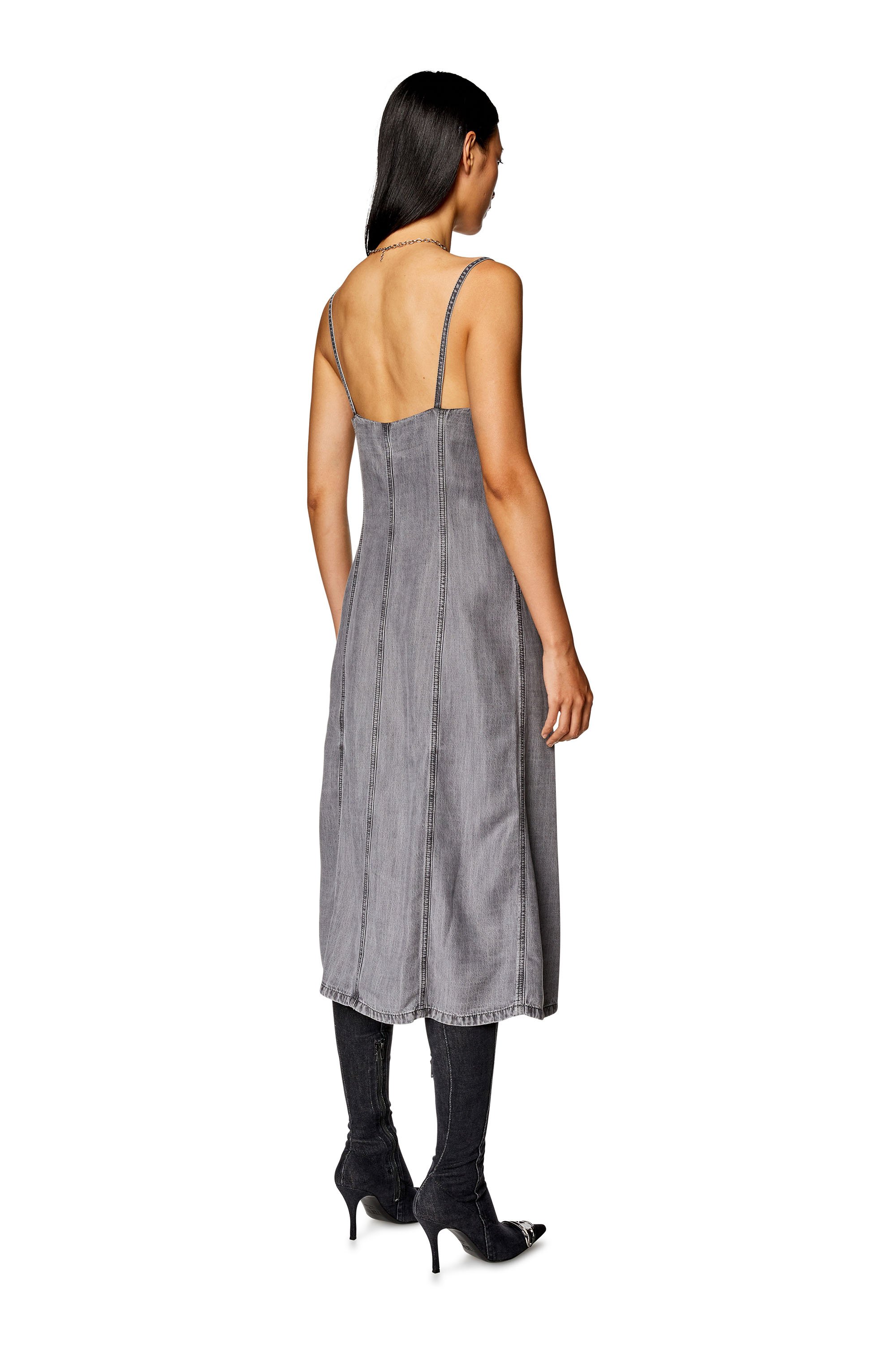Shop Diesel Strappy Midi Dress In Light Denim In Grey