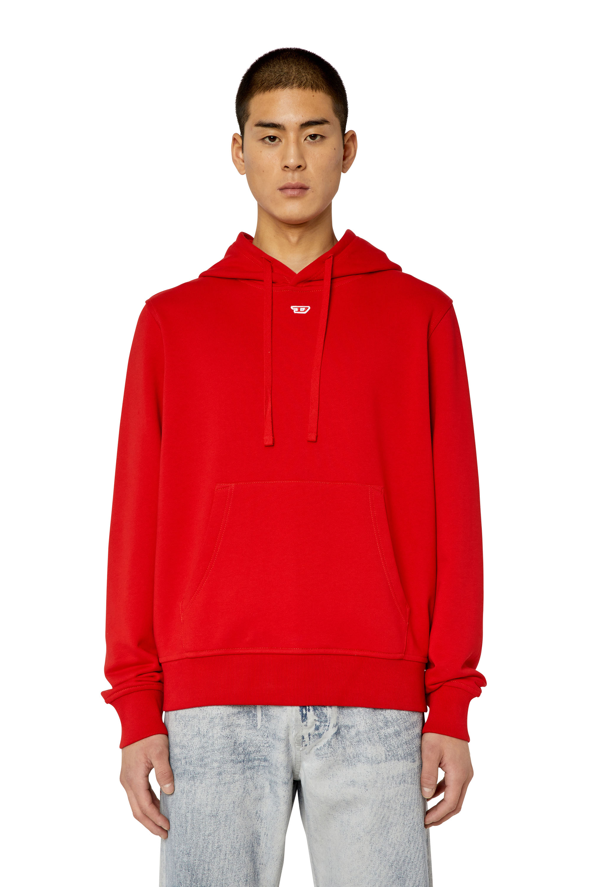 Diesel - Cotton hoodie with mini D patch - Sweaters - Man - Red