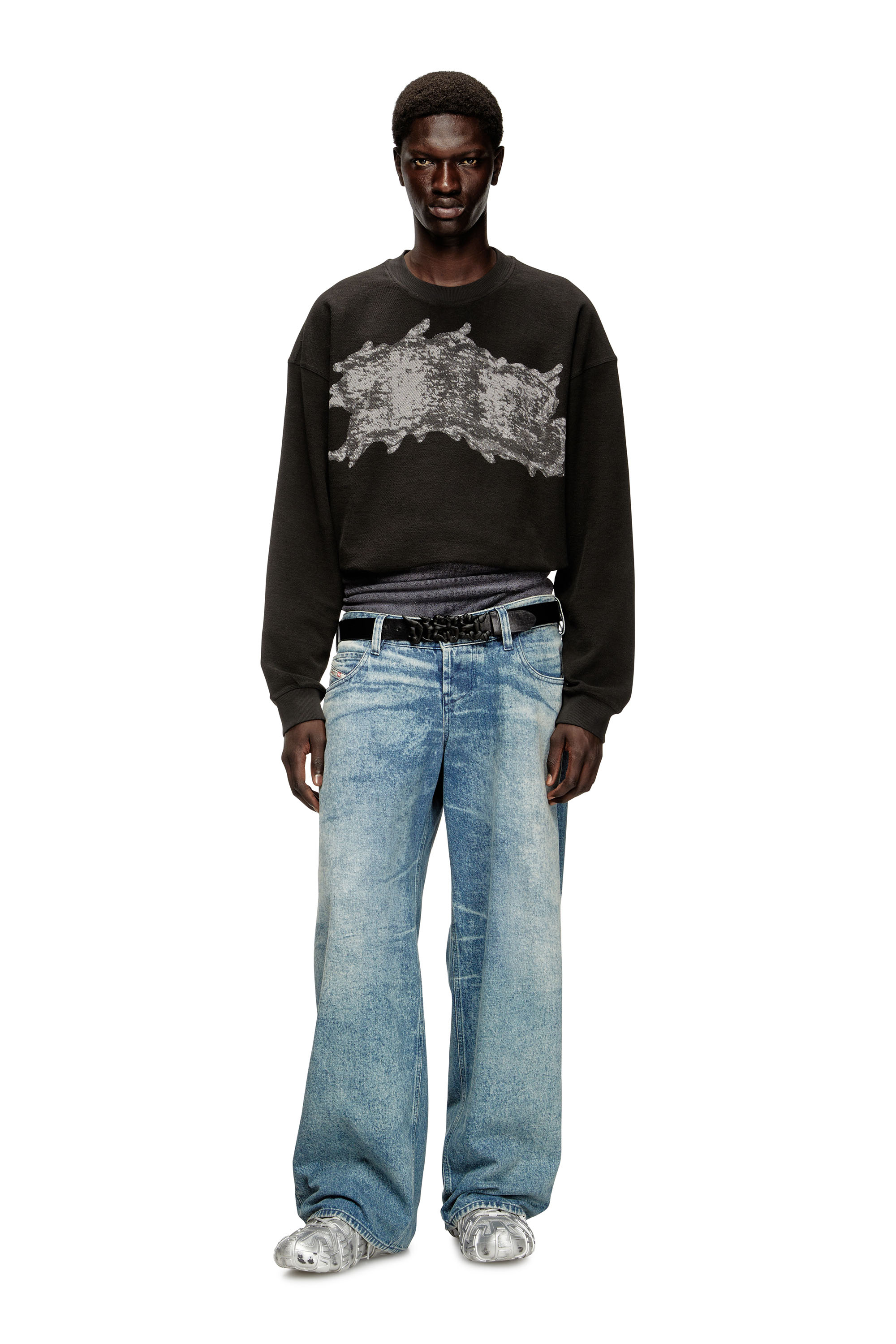 Diesel - S-VALENTIN-JMBV, Man's Sweatshirt with graffiti print in Dark grey - 2