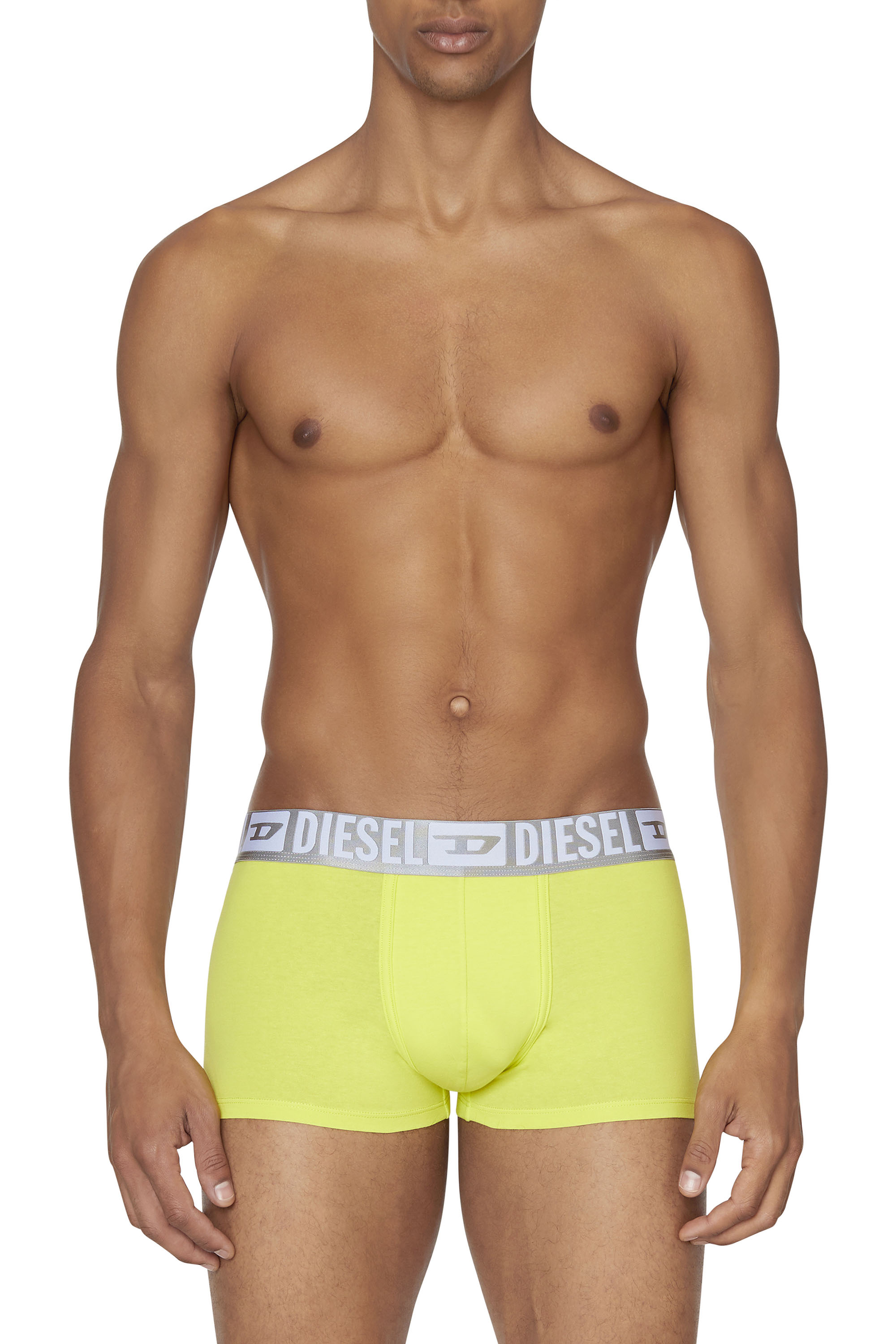 Diesel Two-pack Boxer Briefs With Silver Waist In Yellow