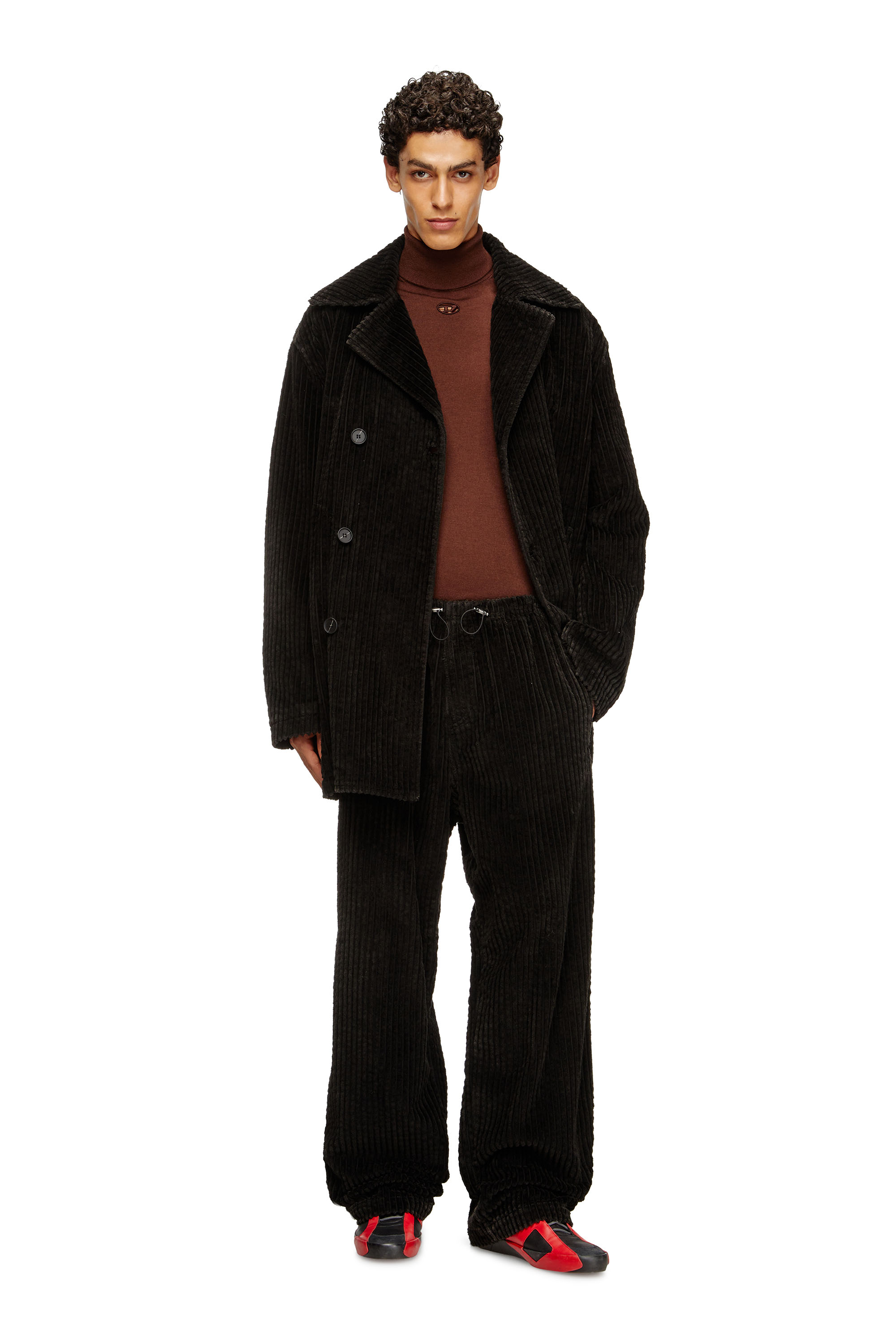 Diesel - W-OTIS, Man's Pea coat in treated corduroy in Brown - 2