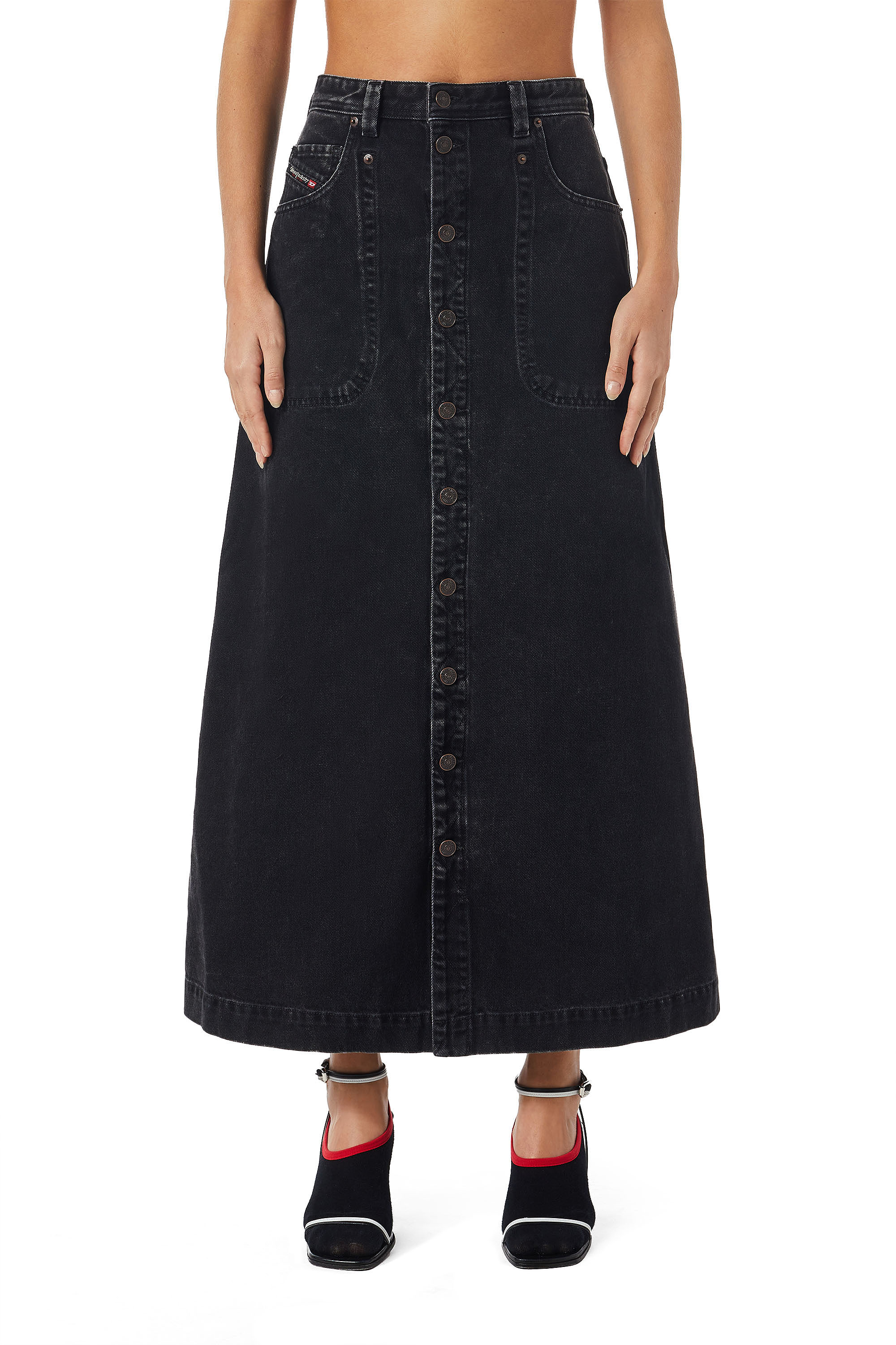 Diesel - A-line skirt in denim - Skirts - Woman - Black