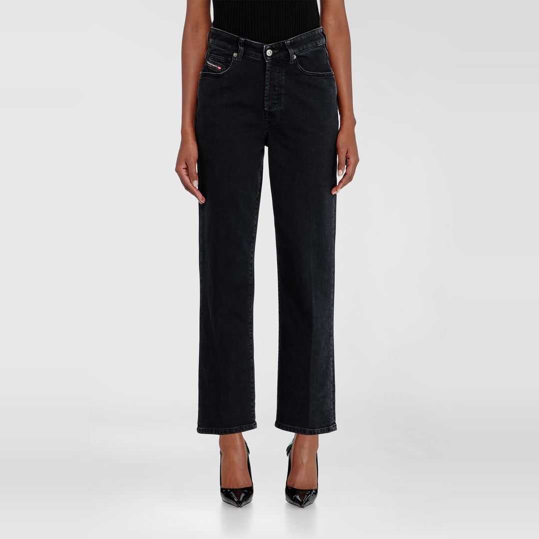 Diesel Jeans Regular Taille Haute 1981 D-Went, Noir/Gris foncé, Fermeture boutonnée