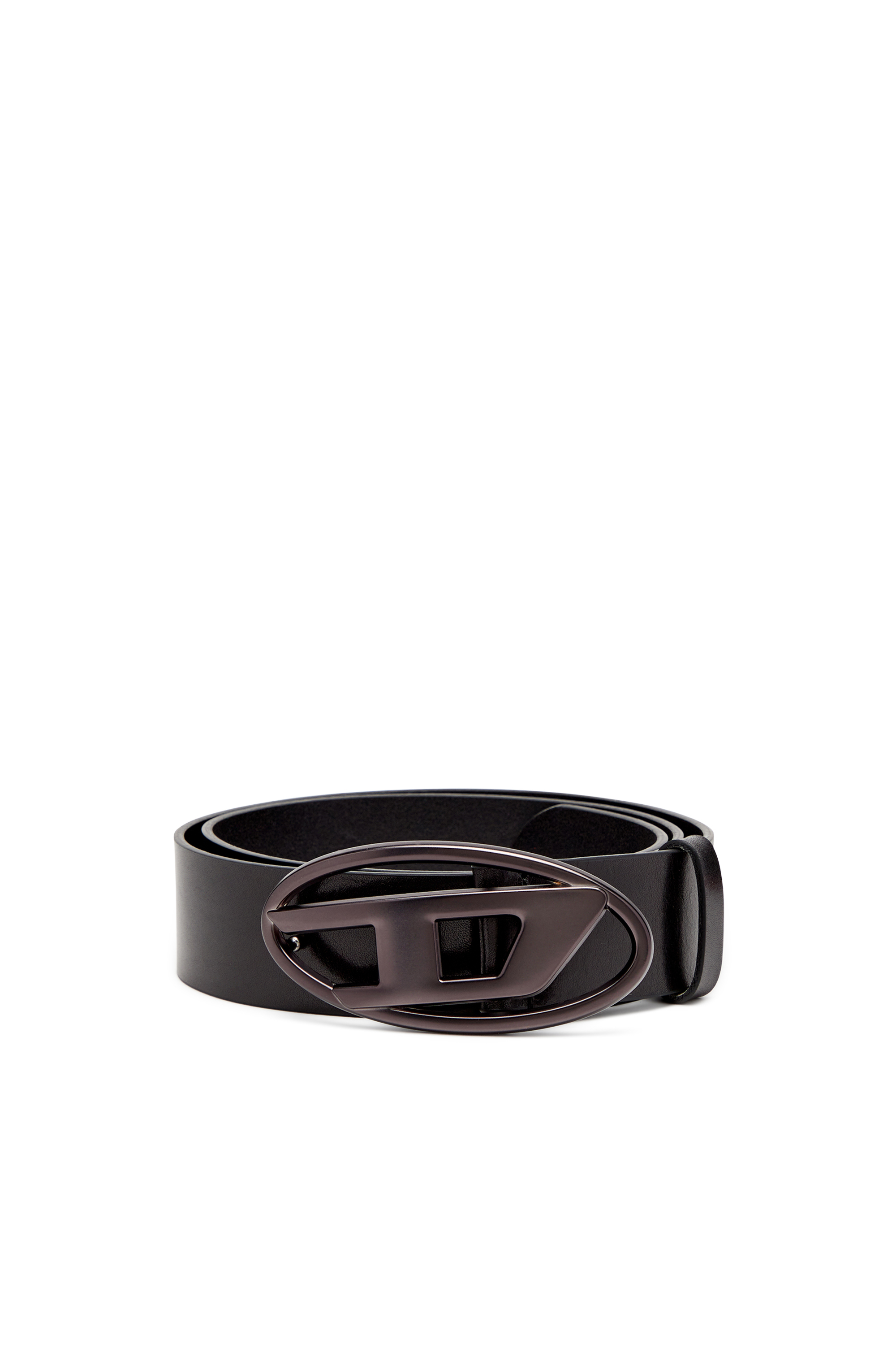 Diesel Nero Unisex - Cintura 3.9 Cm In Pelle Con Fibbia Oval D Metalizzata - Cinture Taglia 100