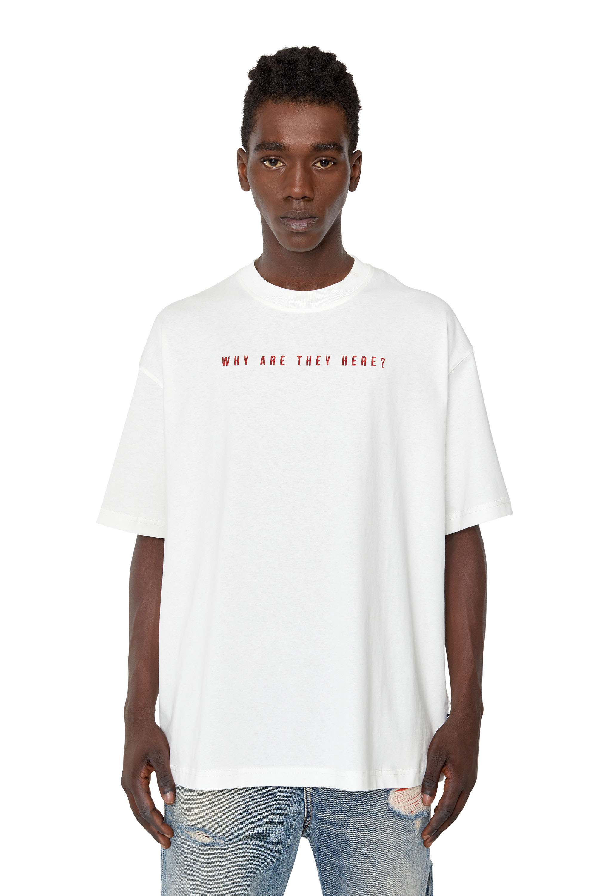 Diesel - T-shirt con ricamo sul davanti - T-Shirts - Uomo - Bianco