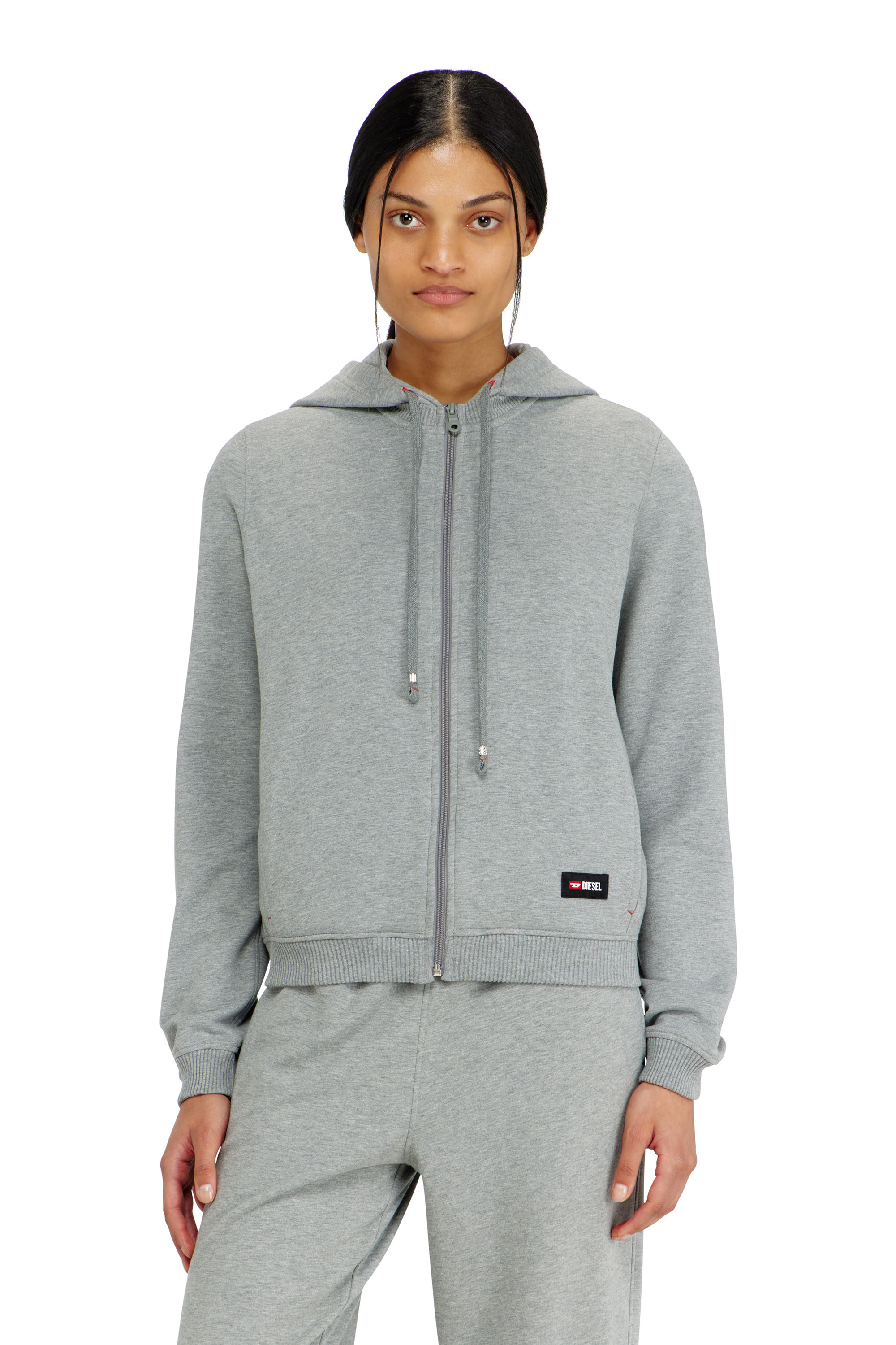 Diesel Women's Grey - Hoodie In Peached Cotton Blend - Tops - Woman Medium