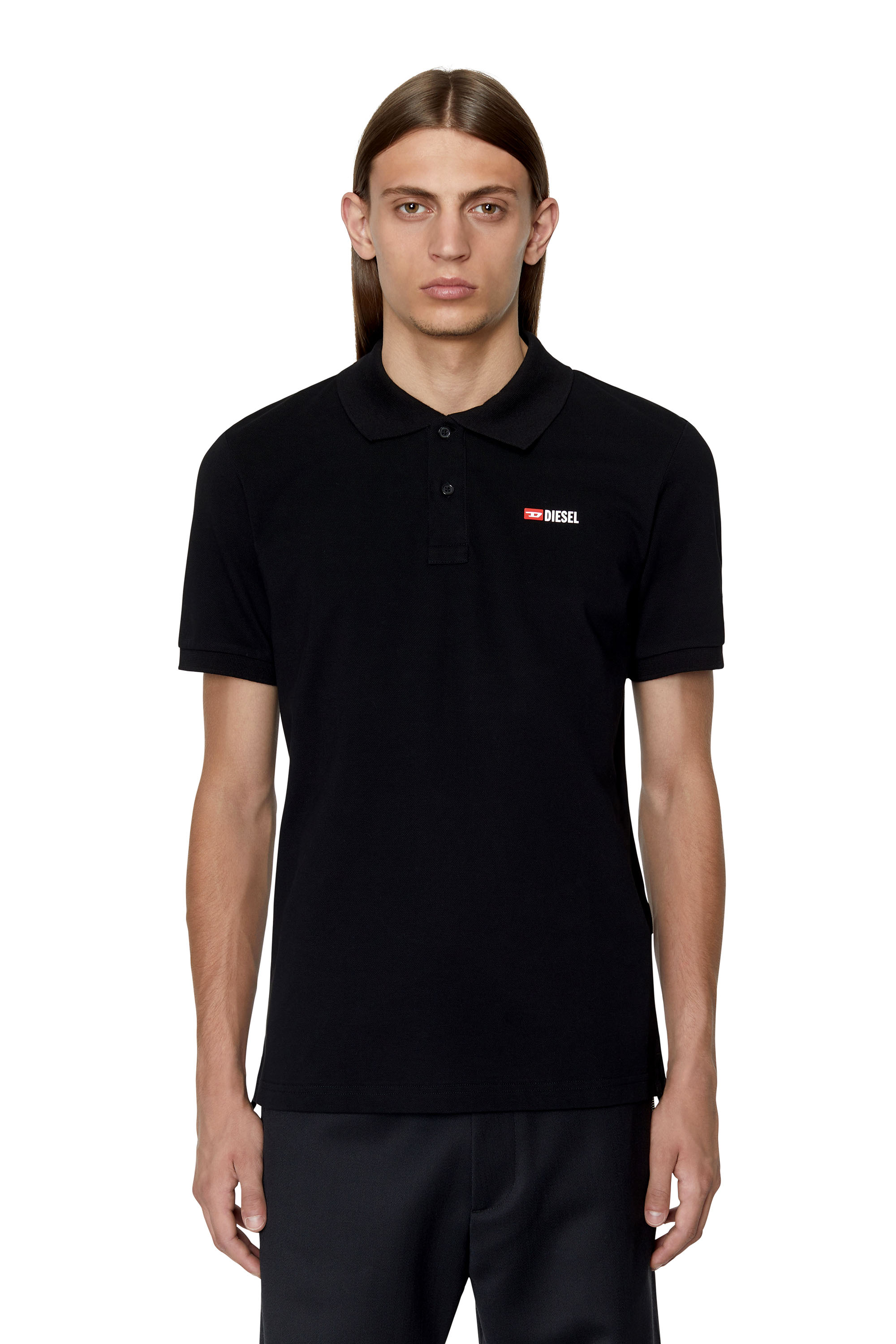 Shop Diesel Polo Shirt With 3d Logo In Black