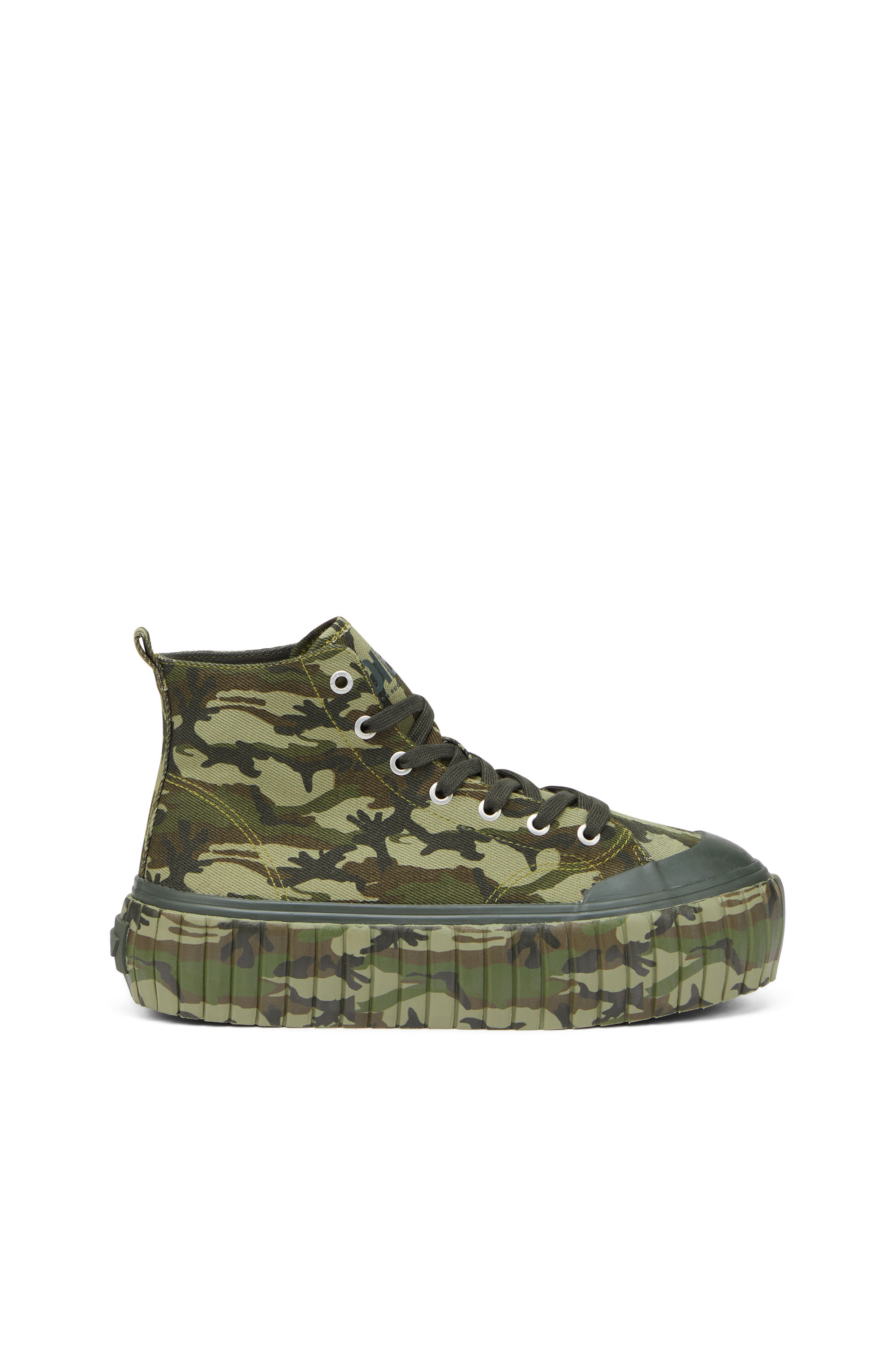 Diesel - Sneaker platform alte con motivo camouflage - Sneakers - Donna - Verde