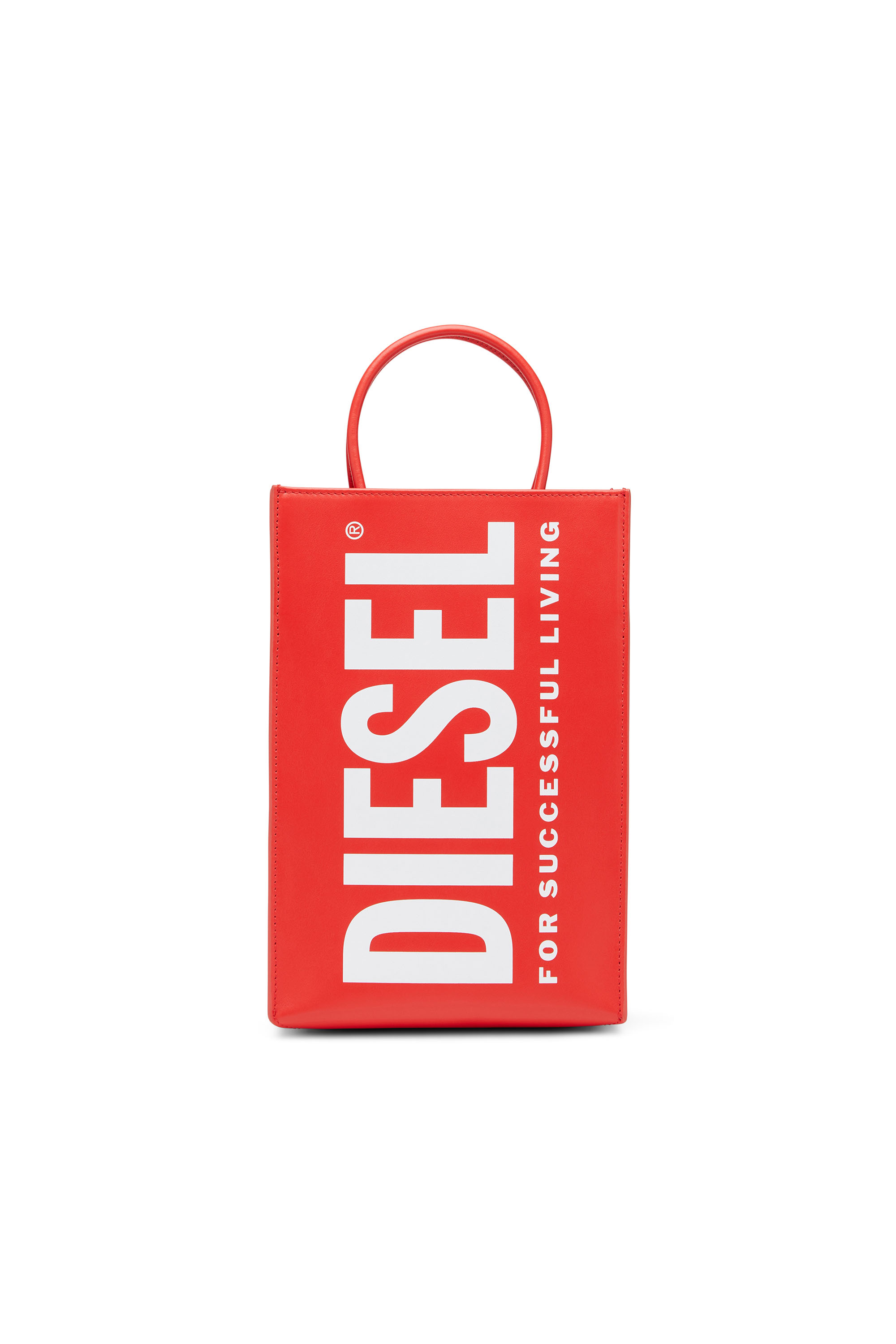 Diesel - Borsa shopper in pelle con logo - Shoppers - Unisex - Rosso