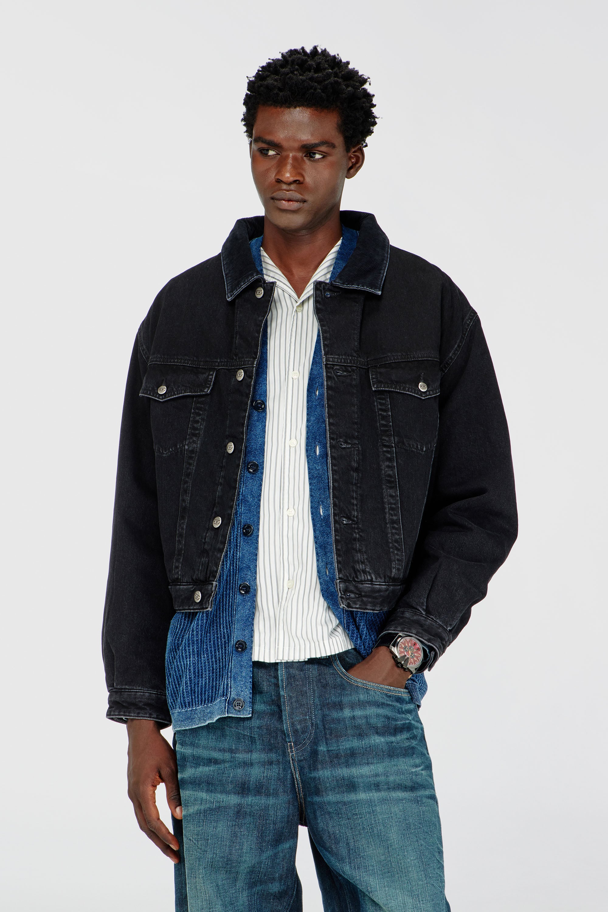 Diesel - Padded trucker jacket in denim - Denim Jackets - Unisex - Black