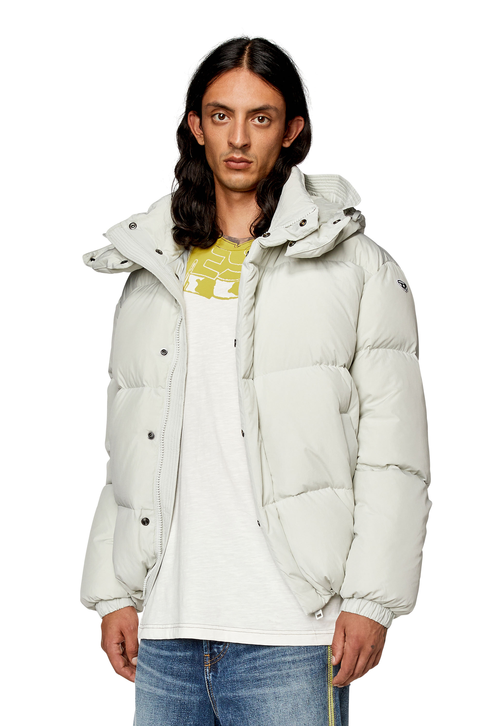 Diesel - Down jacket in recycled nylon taslan - Winter Jackets - Man - White
